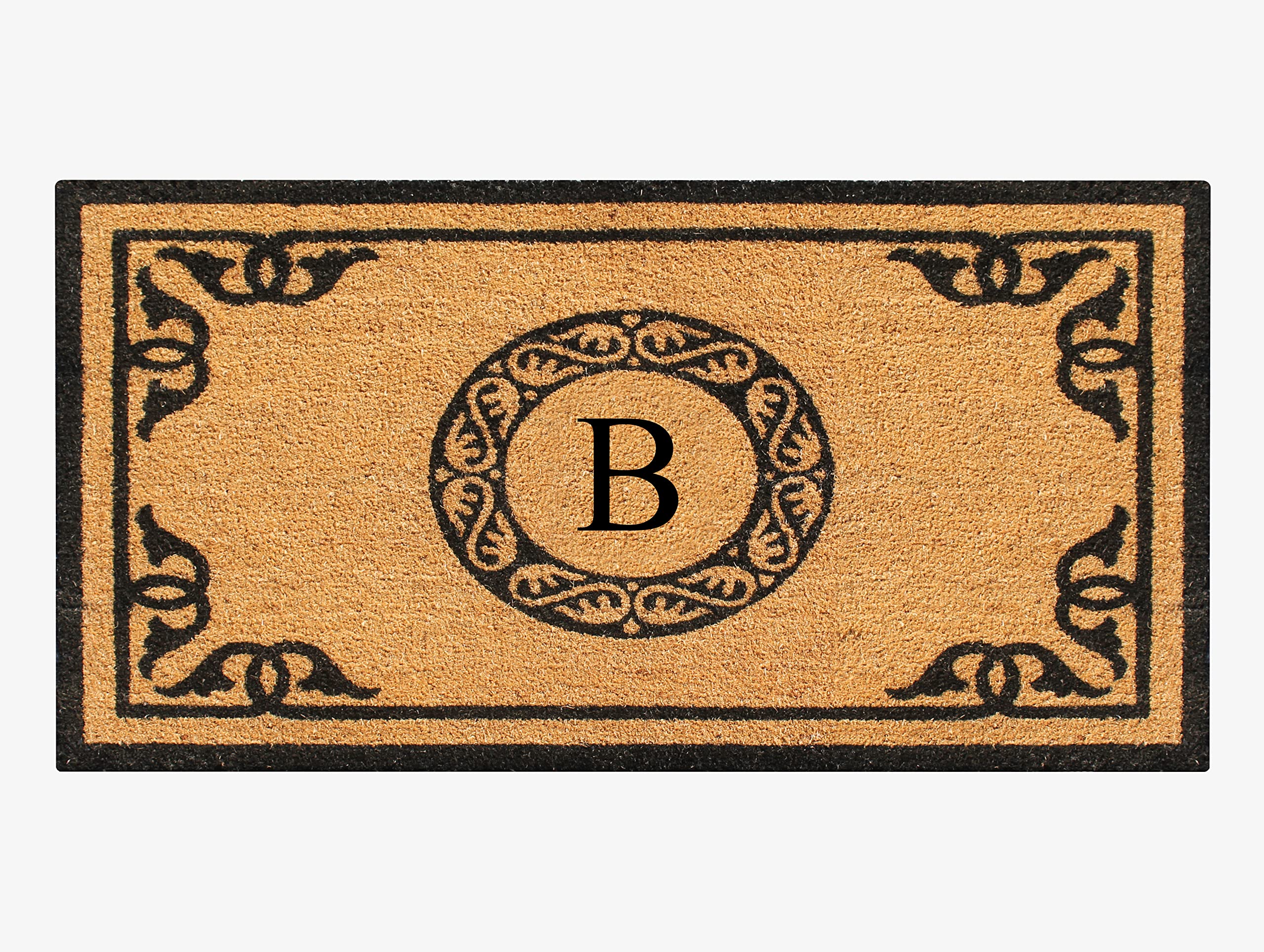 A1HC Natural Coir Monogrammed Door Mat for Front Door, 24x39, Anti-Shed Treated Durable for Outdoor Entrance, Heavy Duty, Thin Profile Door Mat, Easy to Clean, Long Lasting, Front Door Entry Doormat