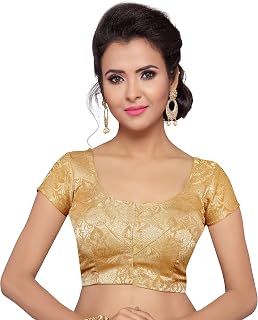 Studio Shringaar Women's Silk Short Sleeve Brocade Readymade Saree Blouse Price In India