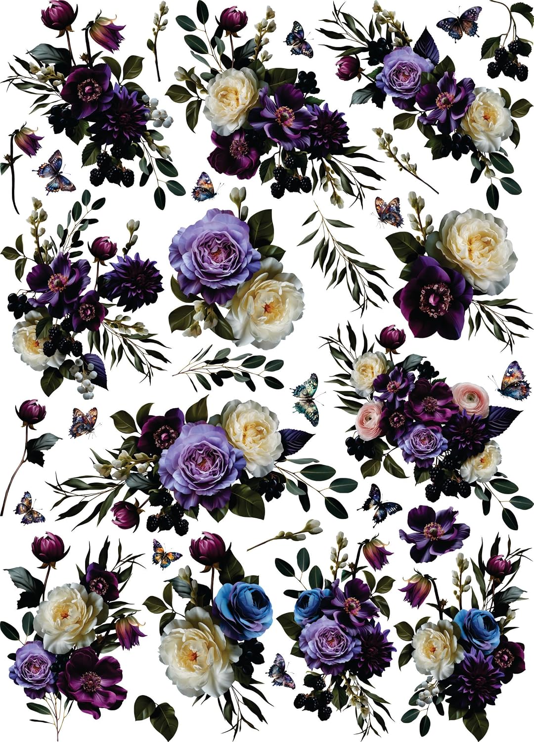 Dark Moody Purple Rice Paper, 11.5 x 16 inch (1pc) - Mulberry Paper for Decoupage Furniture Print Crafts