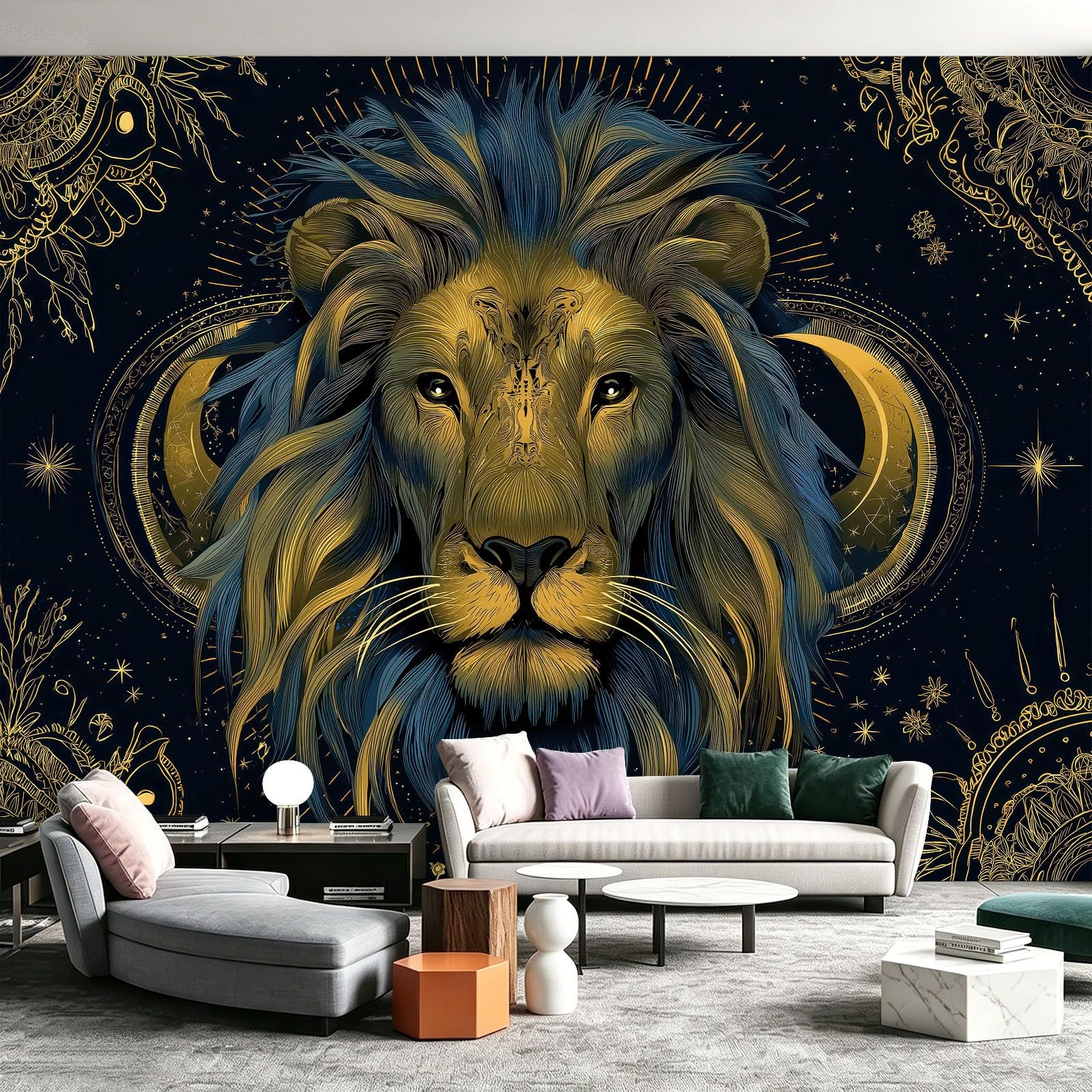 Générique Papier Peint Panoramique Animaux Gros Plan 300 x 210 cm - Décoration Murale Tête De Lion - Tapisserie Murales Papier Peint Intissé - Poster Tableaux Photo Muraux