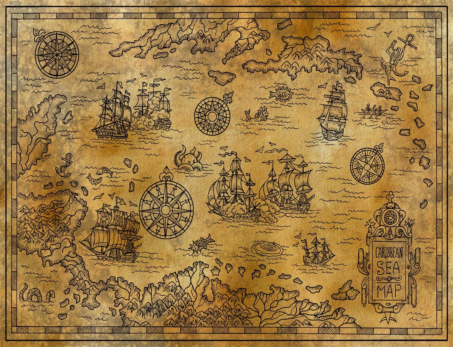 Toile de fond pirate 2,1x1,5m pour cacher un mur et décorer une fête