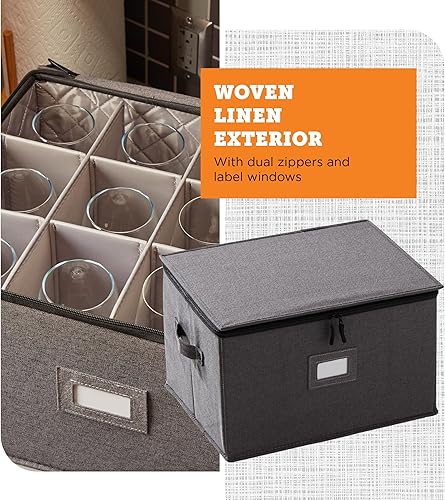 Miniatura 6 de storageLAB Contenedores de almacenamiento de copas de vino, organizador de carcasa dura para juegos de copas y cristalería, caja de almacenamiento