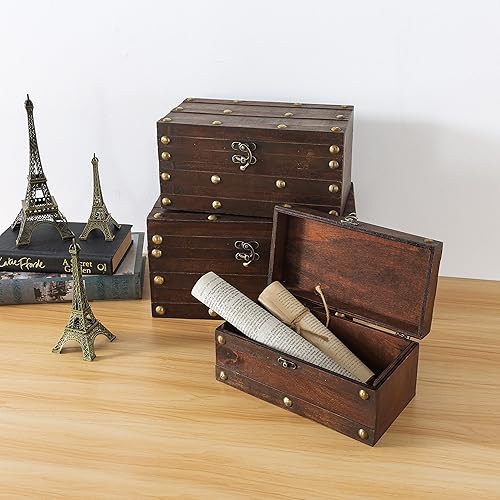 Miniatura 5 de Soul & Lane Monahan - Cofre decorativo para recuerdos, juego de 3, baúles de viaje de memoria de madera, juego de cofre rústico de boda, cajas de