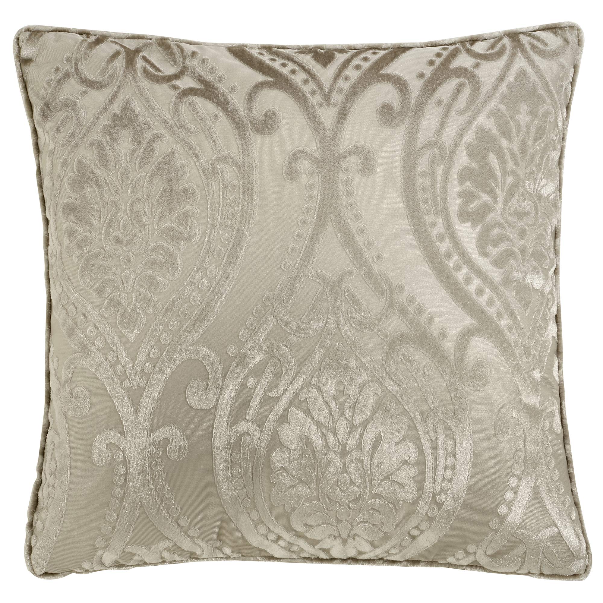 Curtina Luxury Damask Cushion – Cream Velvet – 43x43cm – Natural Ivory Floral Design – Soft Decorative Throw Pillow – Bedroom & Living Room – Filled Cushion with Cover Included