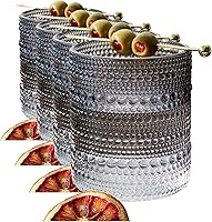 Vista 12 de Kate Aspen Juego de 6 vasos con cuentas, cristalería retro vintage de 10 onzas, vasos de jugo de agua para cóctel, anfitriona o regalo