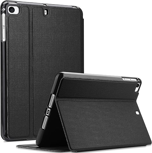 Funda protectora tipo libro para iPad Mini 5 generación 2019Mini 4 3 2 1, funda protectora con soporte delgado para iPad Mini 54321, color negro