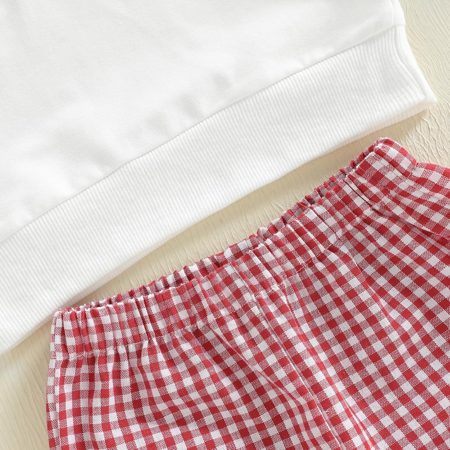 Thorn Tree Baby Valentines Outfit Toddler Girl Heart Ruffle Long Sleeve Sweatshirt Plaid Bell Pants Cute Spring Clothes - Image 7