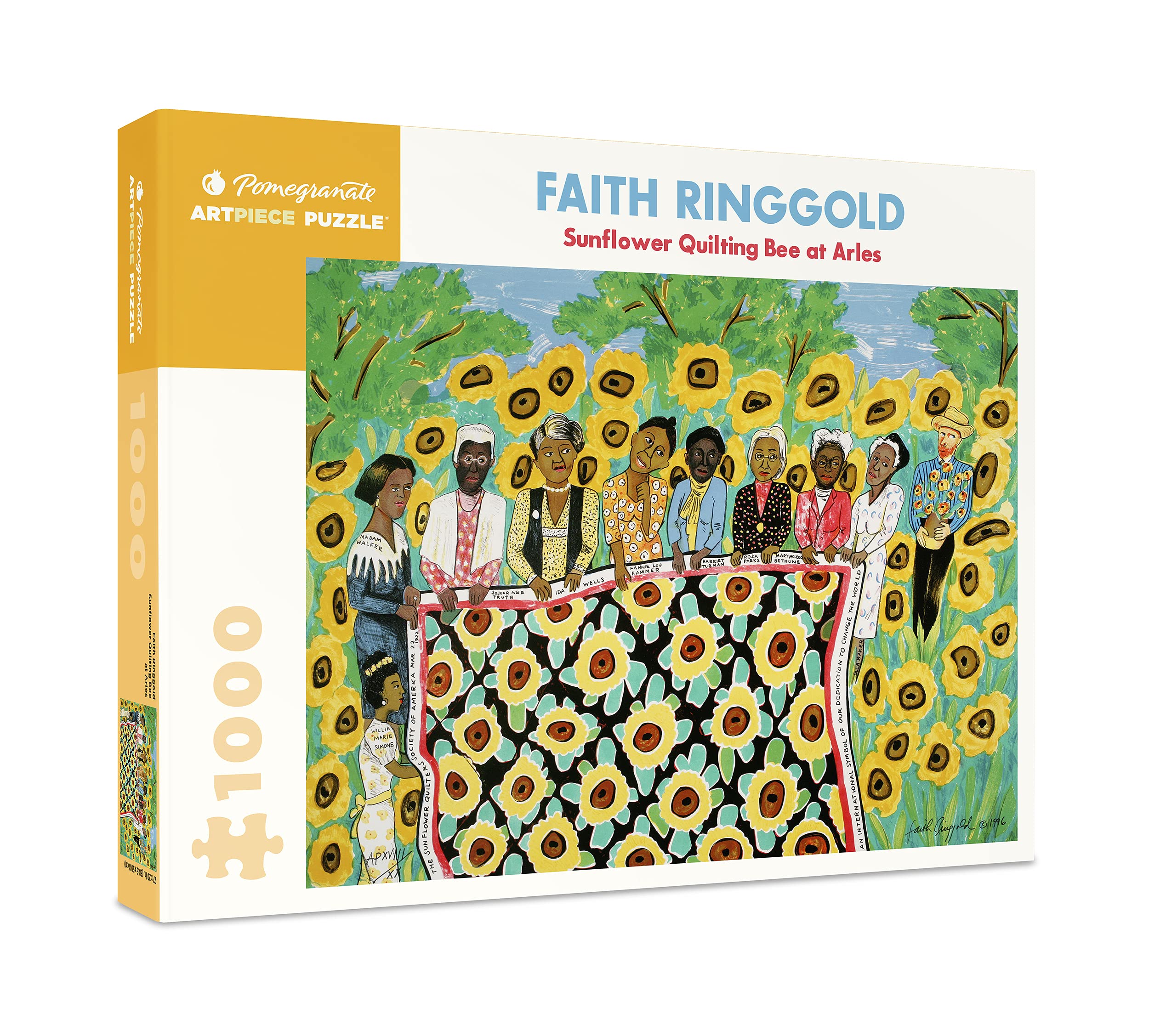 Pomegranate 1000-Piece Jigsaw Puzzle for Adults, Faith Ringgold's Sunflower Quilting Bee at Arles, Matte Finish, Snug Fit