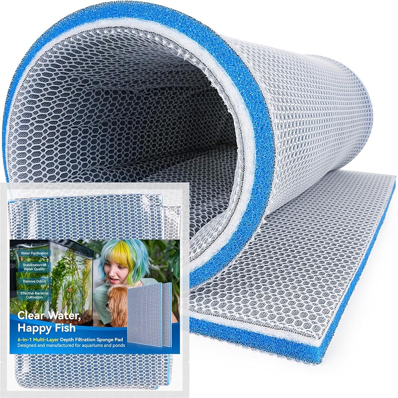 Manta filtrante para aquário Borlech com 8 camadas e corte sob medida 50,01 x 40,01 x 1,52 cm – 1 unidade