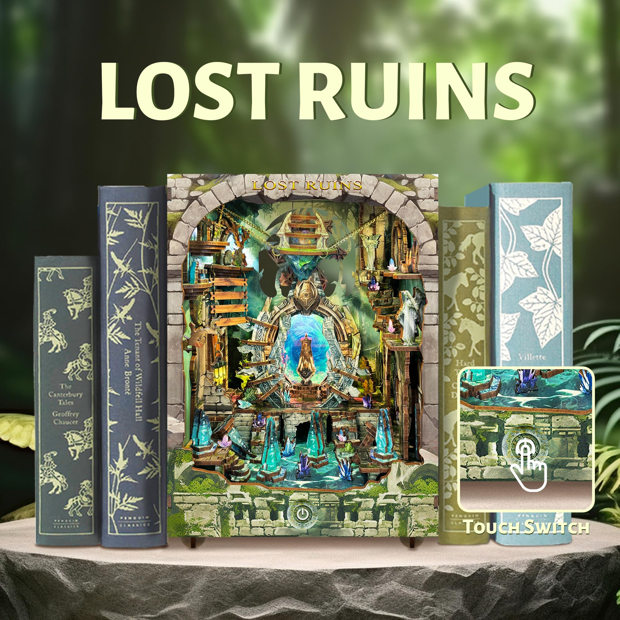 Book Nook Kit - DIY Miniature House Kit for Adults,Teens 3D Wooden Puzzle Bookshelf Decor Booknook for Adults-Lost Ruins(SQ-30) - Image 2