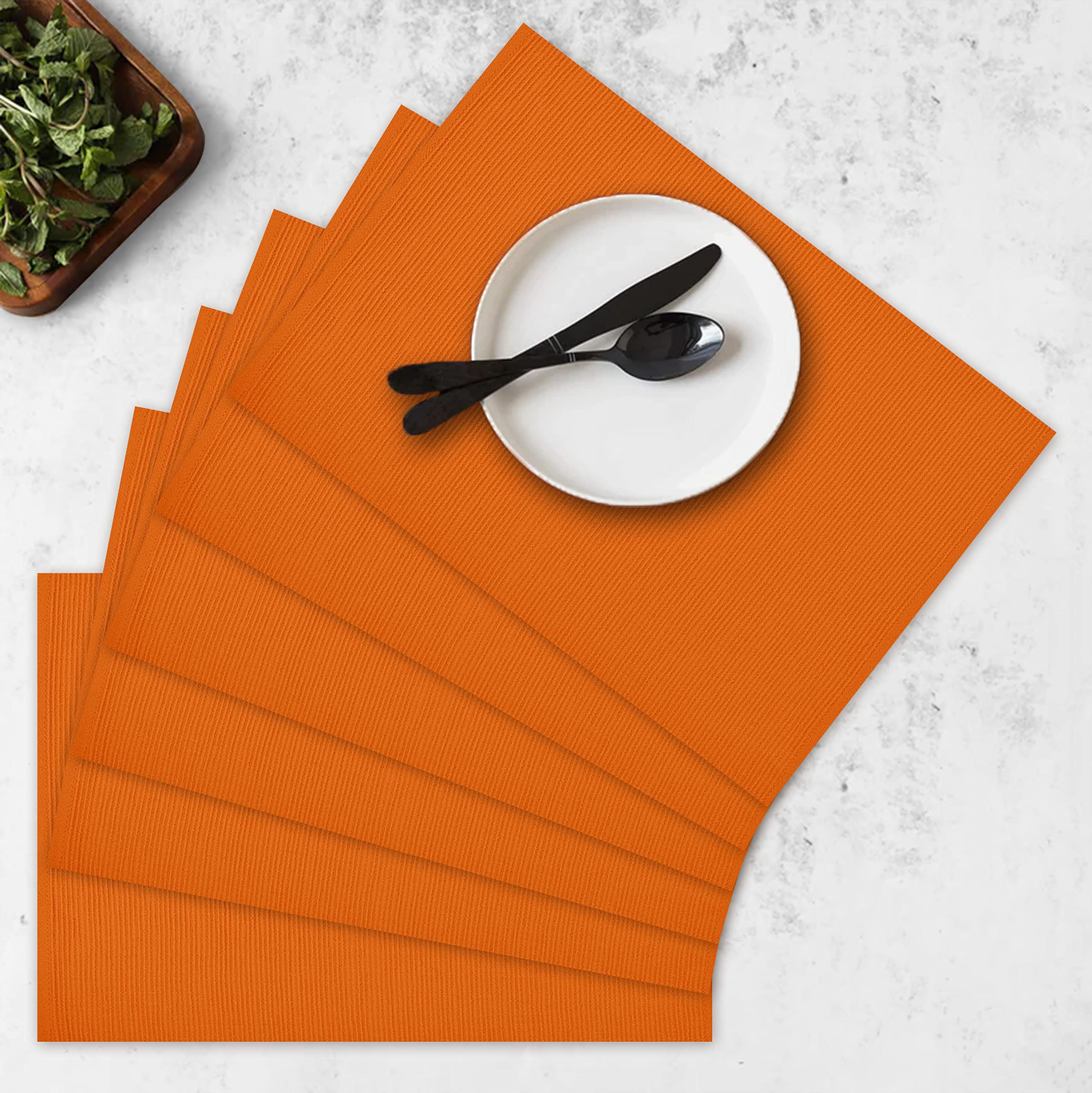 Orange Cotton Placemats - Set of 6 -1