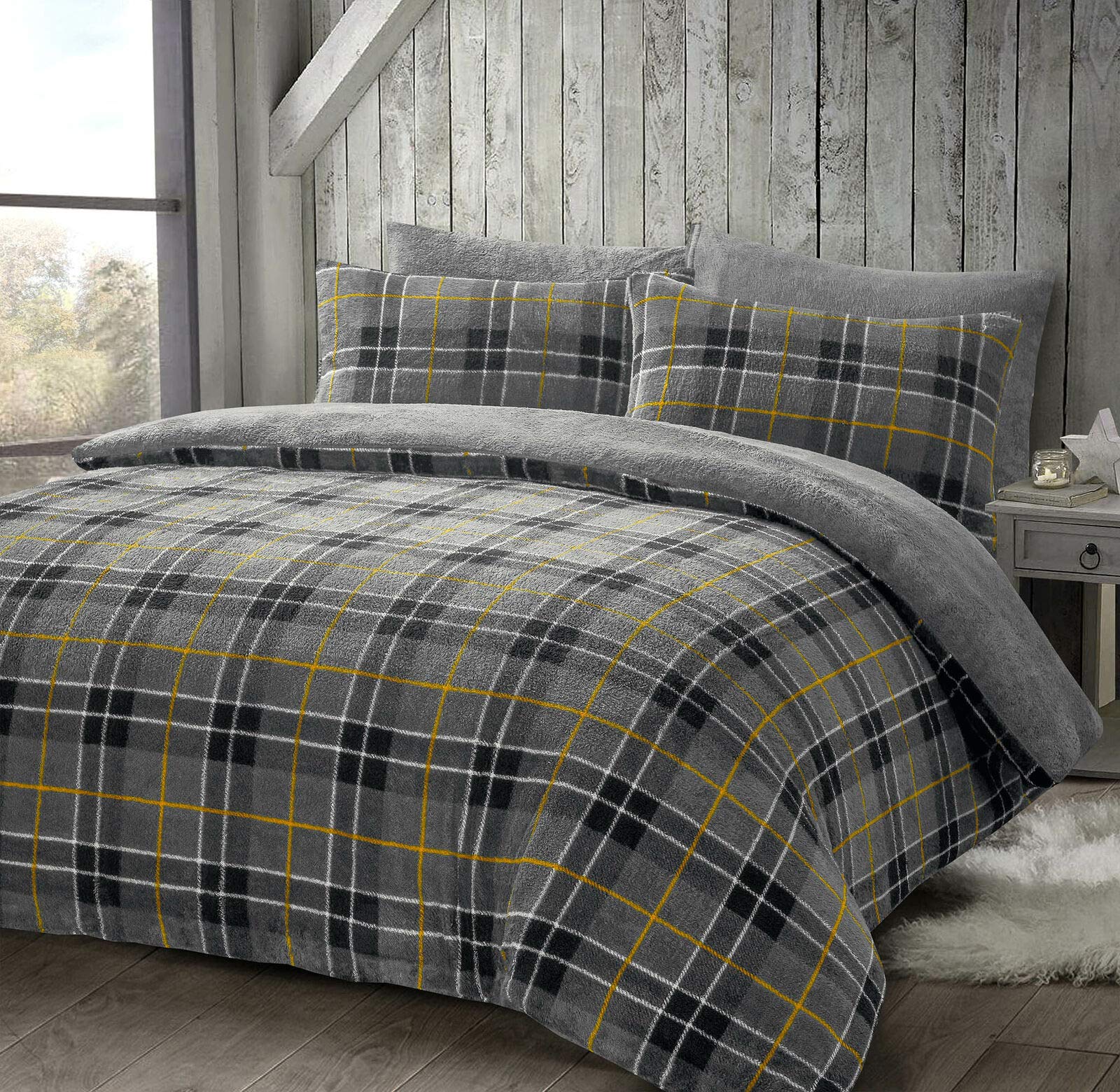 Homes-Linen Double Fitted Sheet - Black - Cotton/Polyester Blend