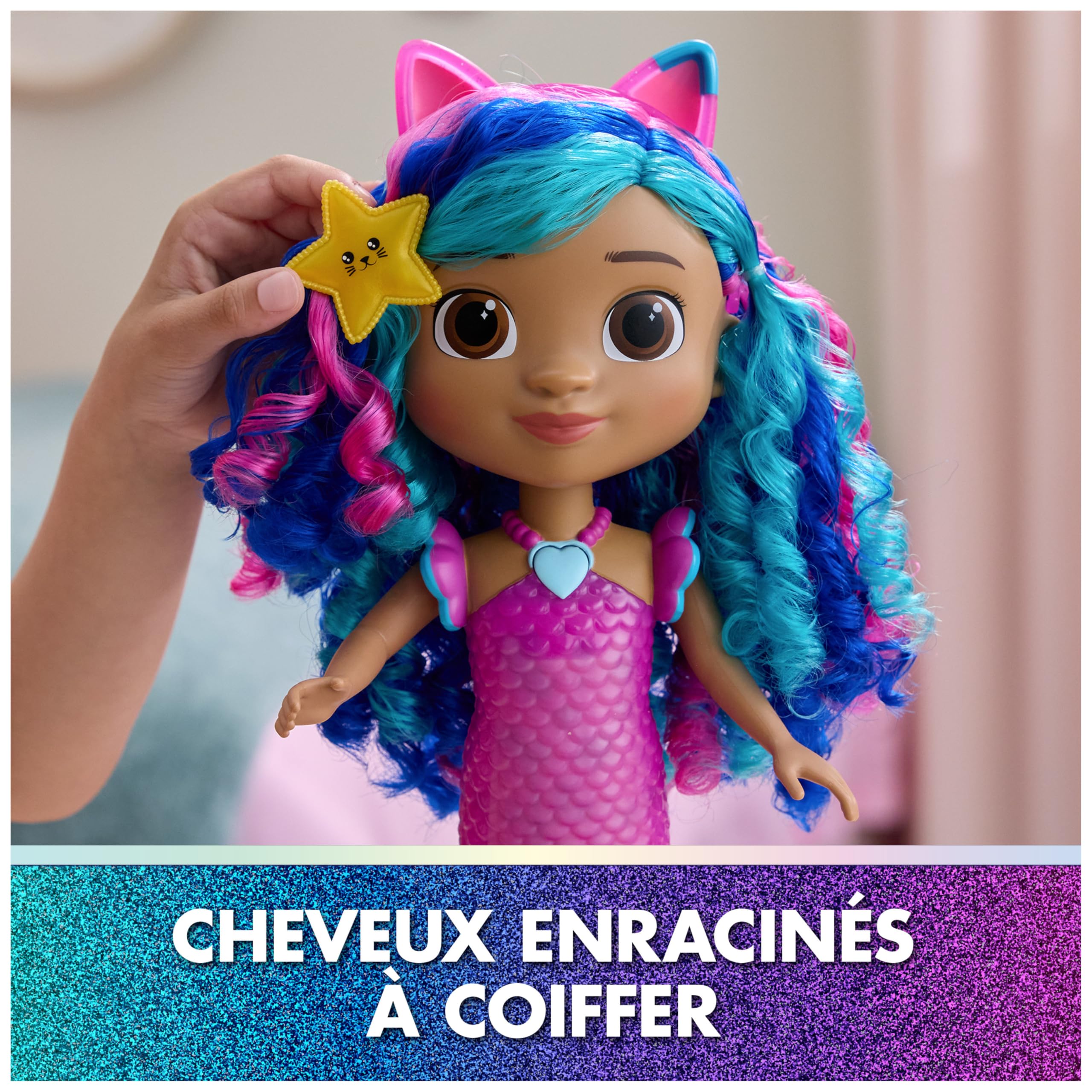 Gabby et la Maison Magique Le Film - Gabby Dollhouse - Poupée Sirène À Fonctions 35 Cm - 1 Figurine Et 2 Accessoires - Sons & Lumières - Dessin Animé Jouet Maison De Poupée - Jouet Enfant 3 Ans Et +
