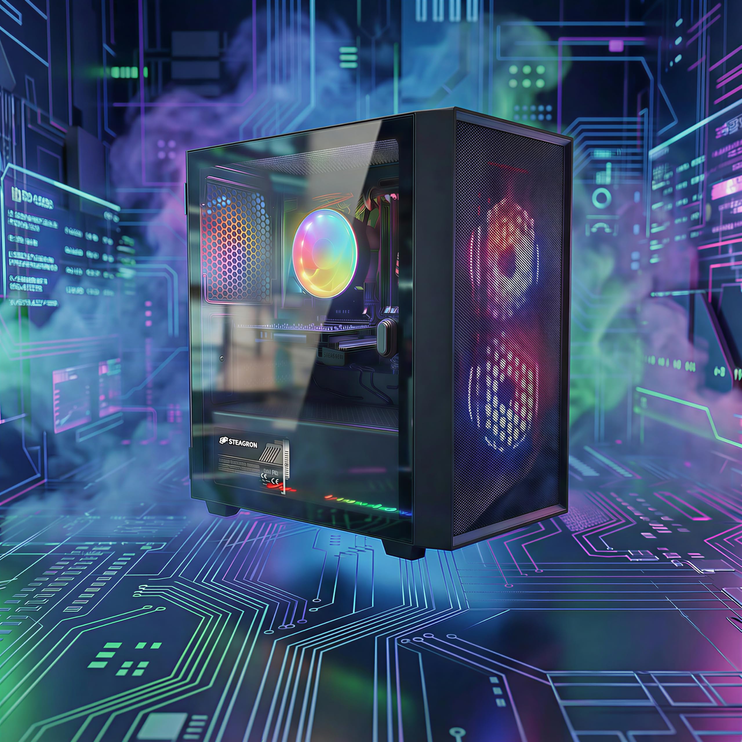 STGAubron Gaming PC Computer Desktop, Intel Core i5 up to 3.6G, Radeon RX 550, 16G RAM, 512G SSD, WiFi 6, BT 5.0, RGB Fan x2, Windows 11 Home