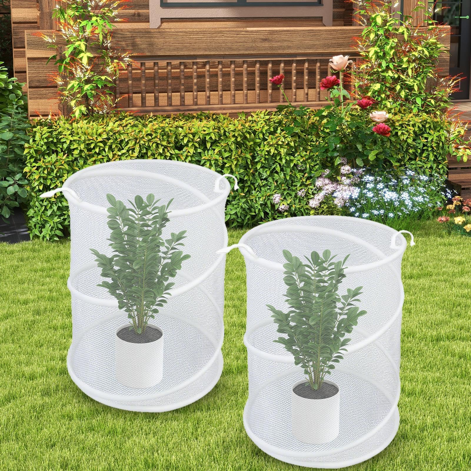 Tienda protectora de plantas 4 Piezas Barrera Contra Animales Con 16 | Malla Protectora De Plantas Desplegable Vegetales Flores Frutas Bancal Elevado Parche De Fresas Balcón Y