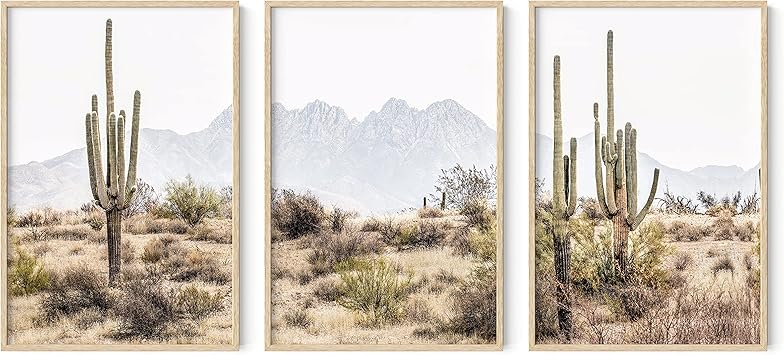 HAUS AND HUES Frame Western Wall Art - Set of 3 Desert Art Lanscape in 24"x36"