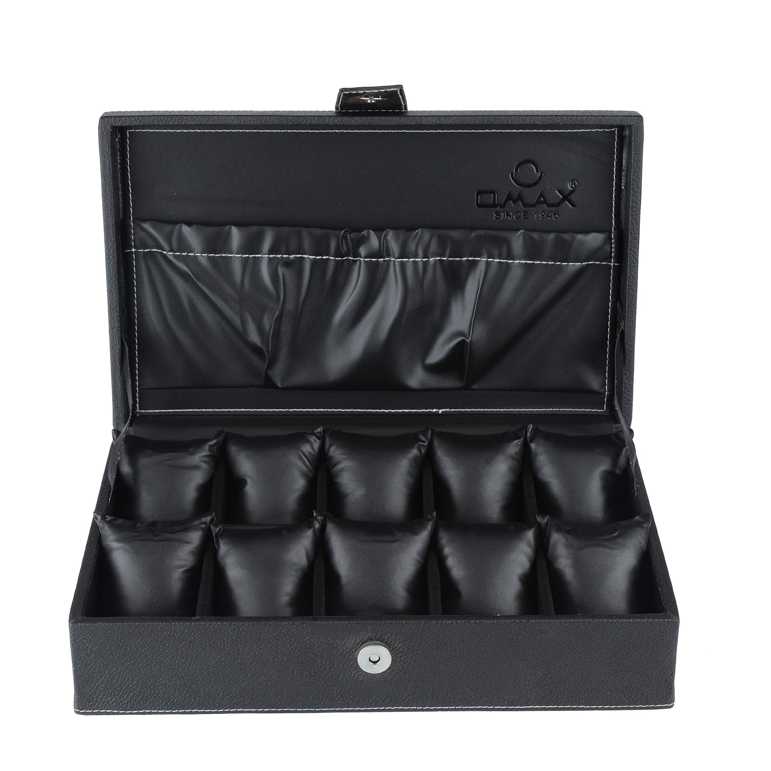 OMAX Solid Wood Watch Box Organizer - 10 Large Slot Watch Holder | Watch Organizer box, Watch storage box Leather Framed Jewelry box | Watch box organizer for men and Watch box organizer for women (B08VJCQ1FW) Amazon Price History, Amazon Price Tracker