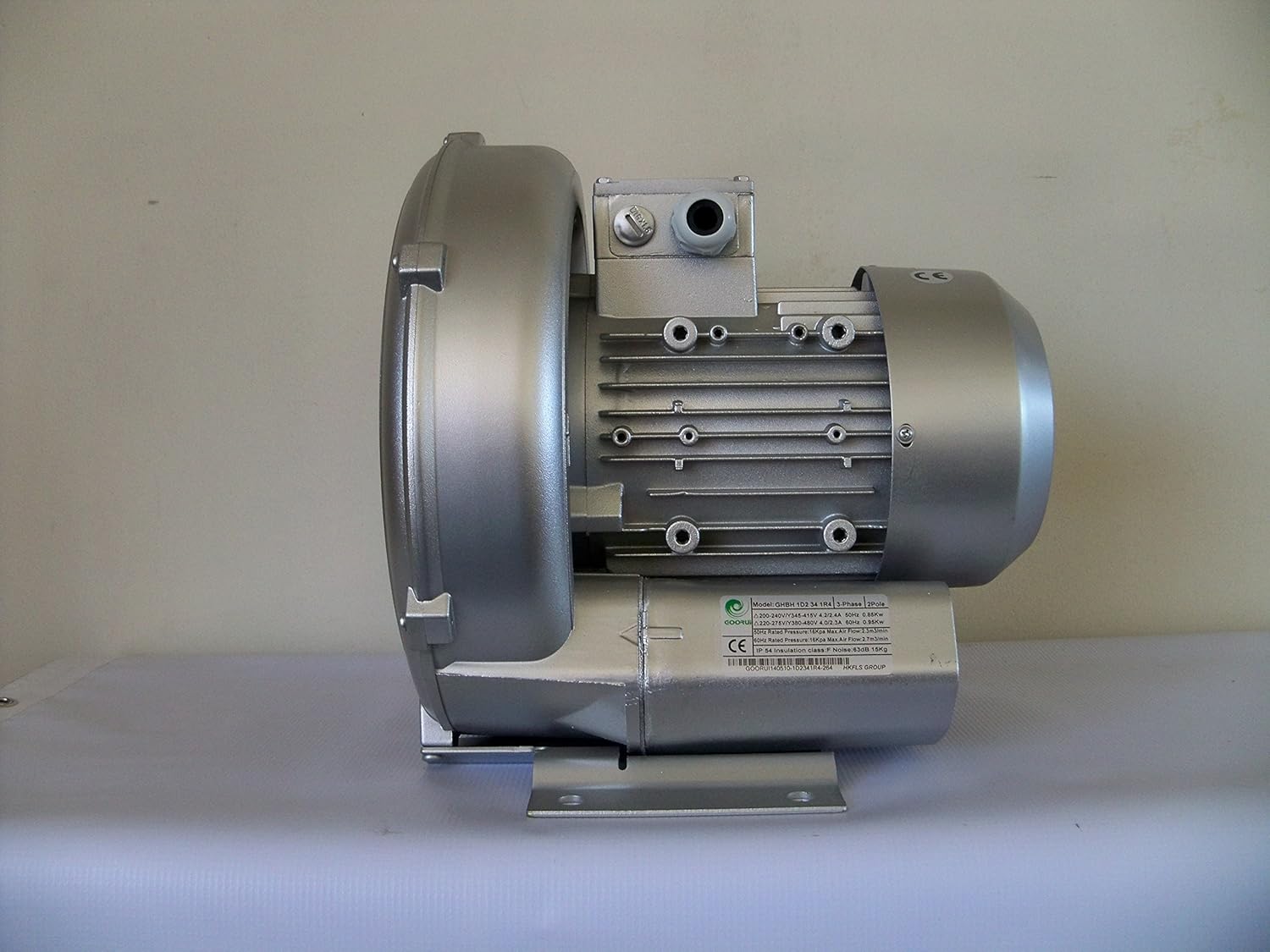 1.27 Hp Regenerative Blower 220V-480V/3Phase, 103 Cfm, 64"H2O Press. Goorui-USA GHBH 1D2 34 1R4