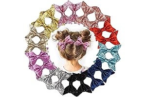DeD 20 Pcs 4.5" Glitter Hair Bows Clips for Girls