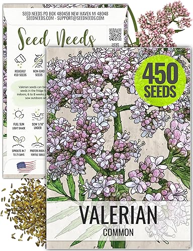 Seed Needs Semillas de valeriana para plantar plantas de raíz apestosas, sin OMG y semillas de hierbas medicinales perennes sin tratar para plantar