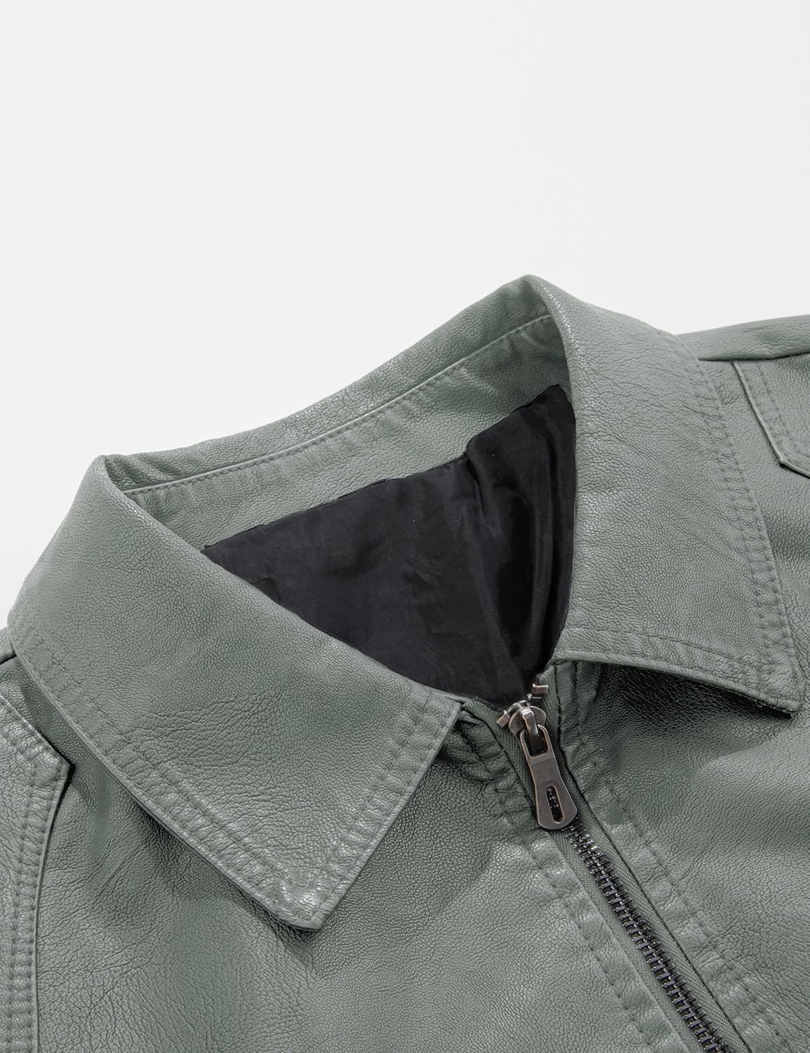 Mens Leather Jacket Faux Leather Motorcycle Jackets Turn Down Collar Biker Coat Outwear - Image 3