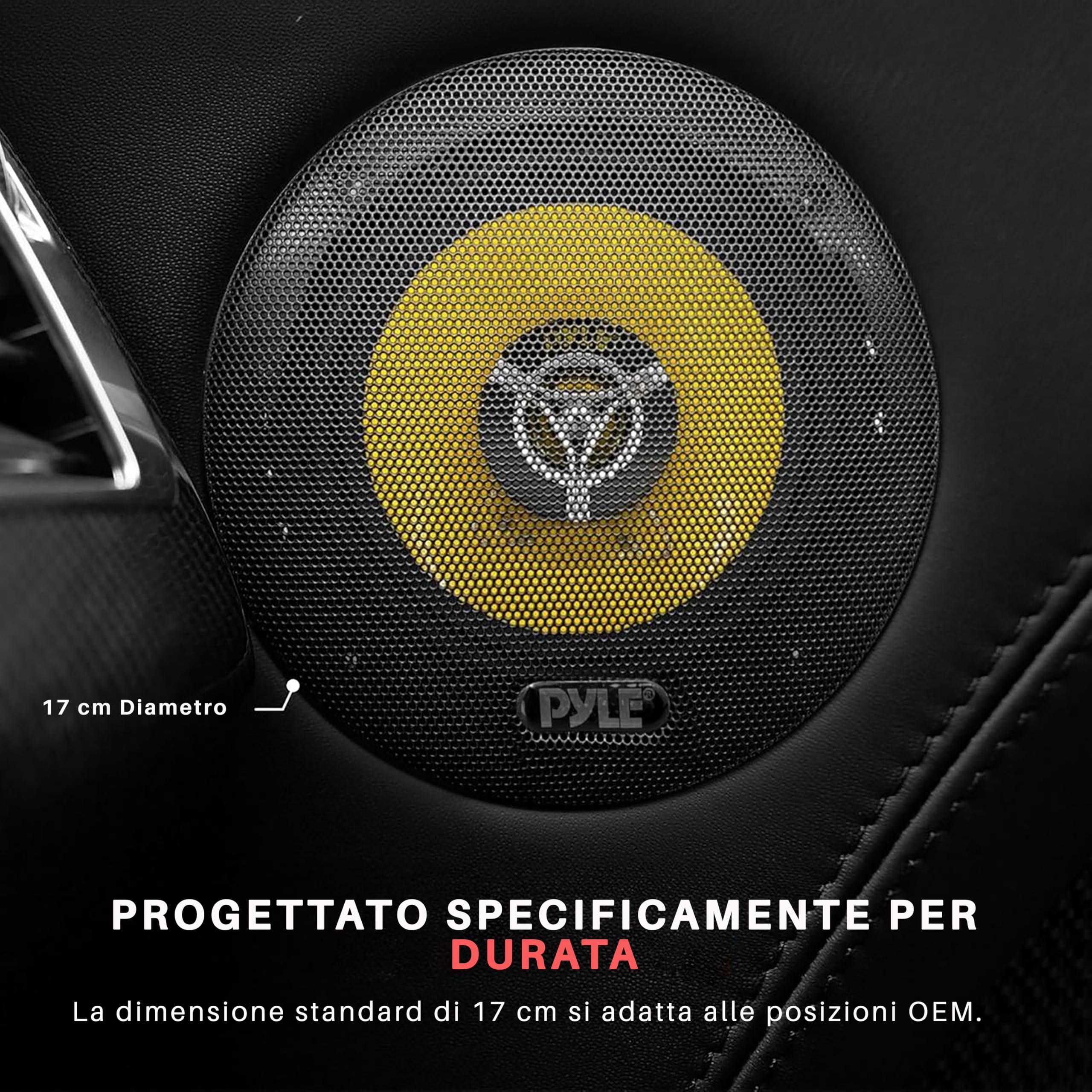 Pyle Altoparlanti Auto 3 Vie 300W 16,5 cm 4 Ohm, Tweeter Piezo, Audio Universale Alta Potenza, Ricambio OEM Porta Auto