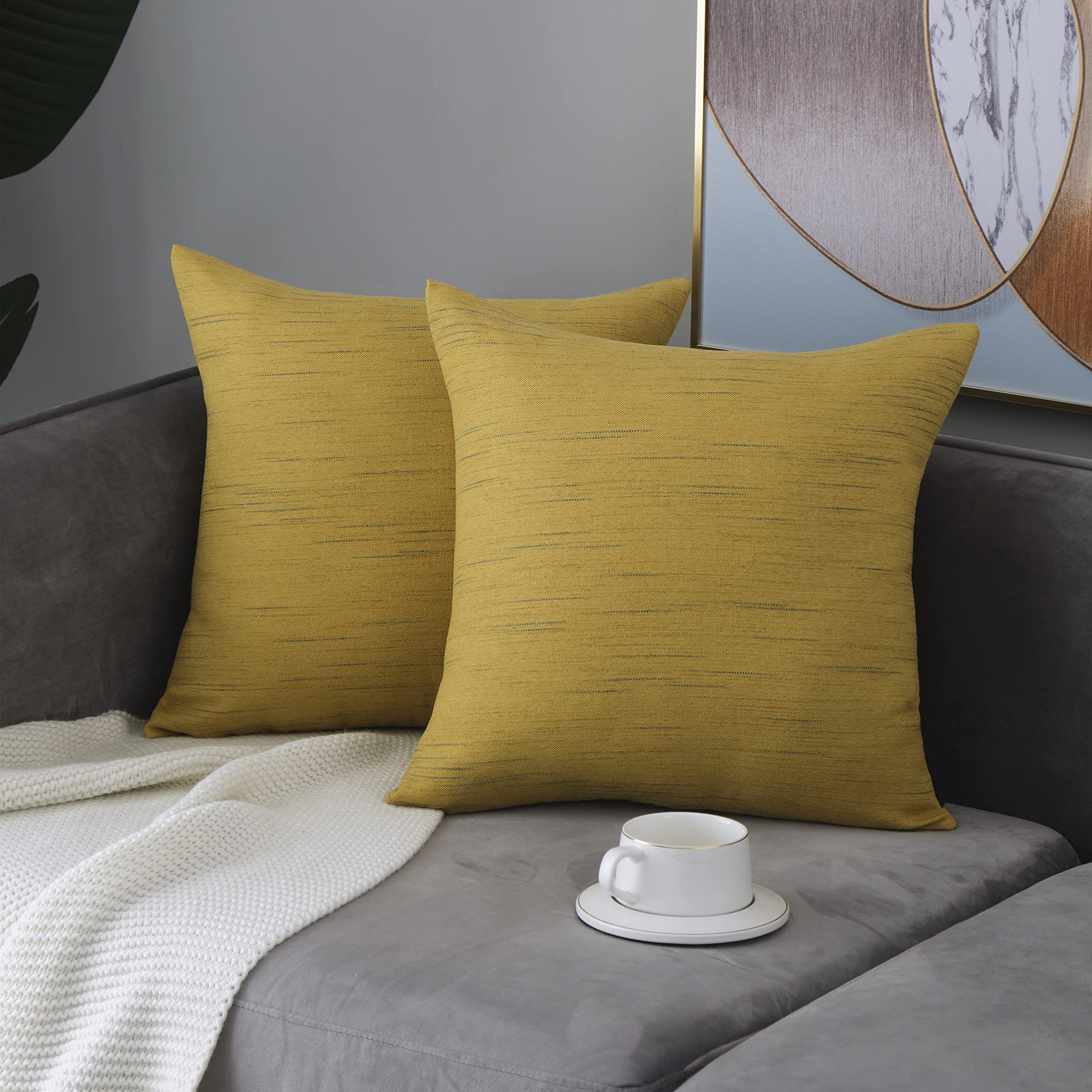 Photo 1 of *GREY*softpoint Decorative Throw Pillow Covers, Star Modern Cotton Linen Square Farmhouse Cushion Covers 20 x 20 for Couch, Sofa, Bed Set of 2, GREY