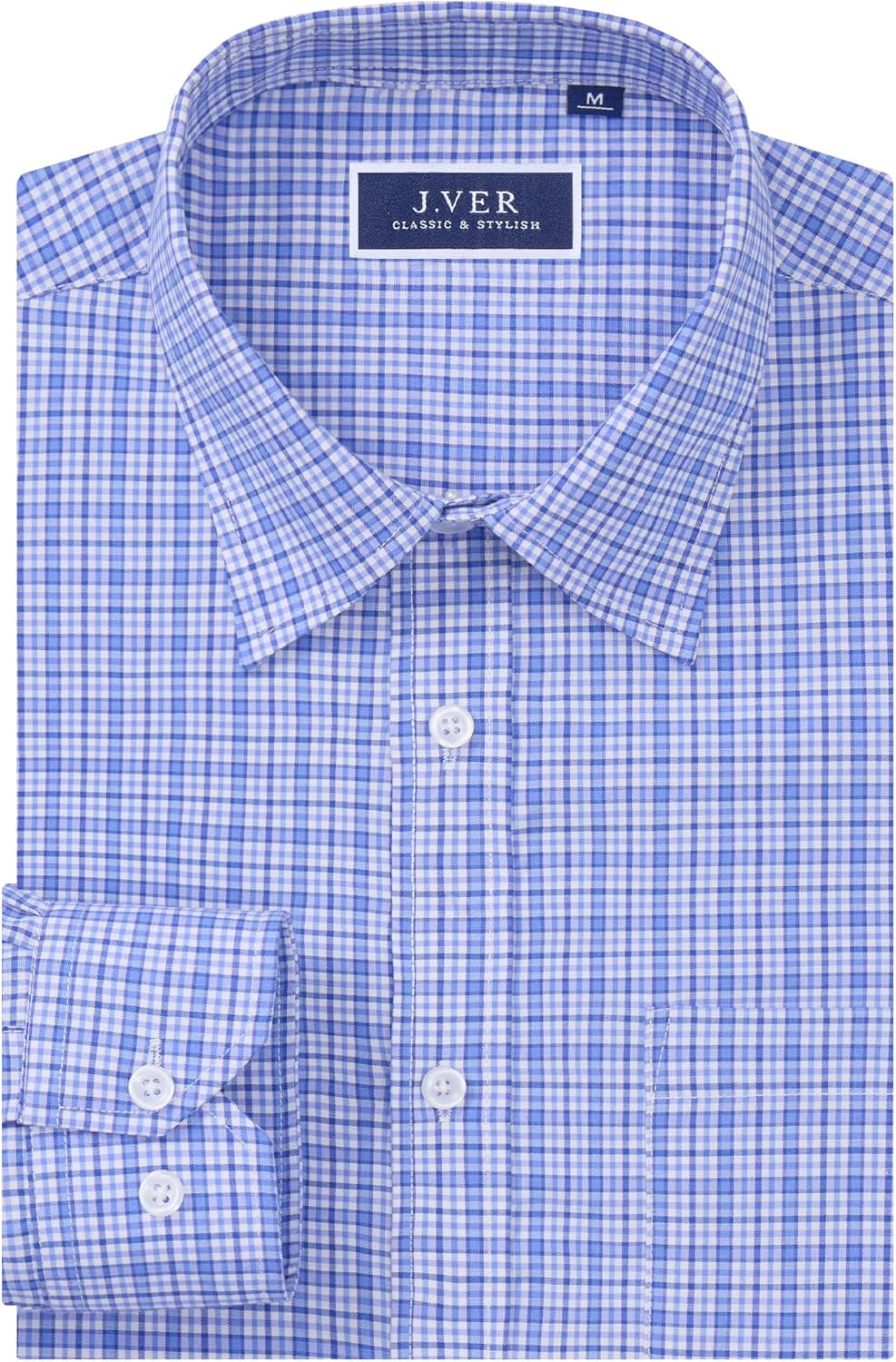 J.VER Dress Shirts for Men Cotton Long Sleeve Button Down Shirt Business Casual Classic Plaid Tops with Pocket - Image 3