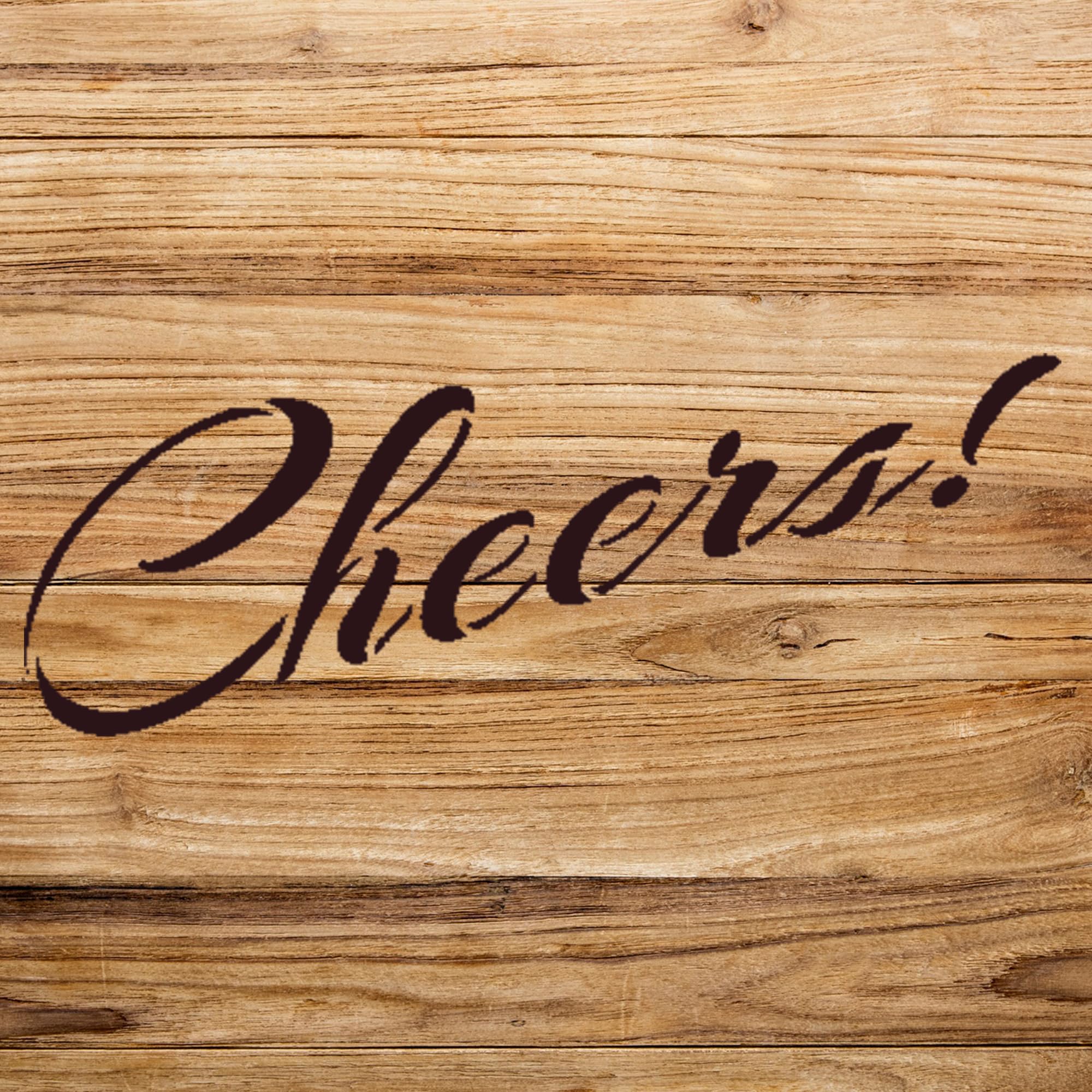 Cheers Stencil Pattern for Walls and Crafts, Elegant Rising Script Design, Ideal for Home Decor, Celebrations, and Personalized Projects - Size A2 (23.4