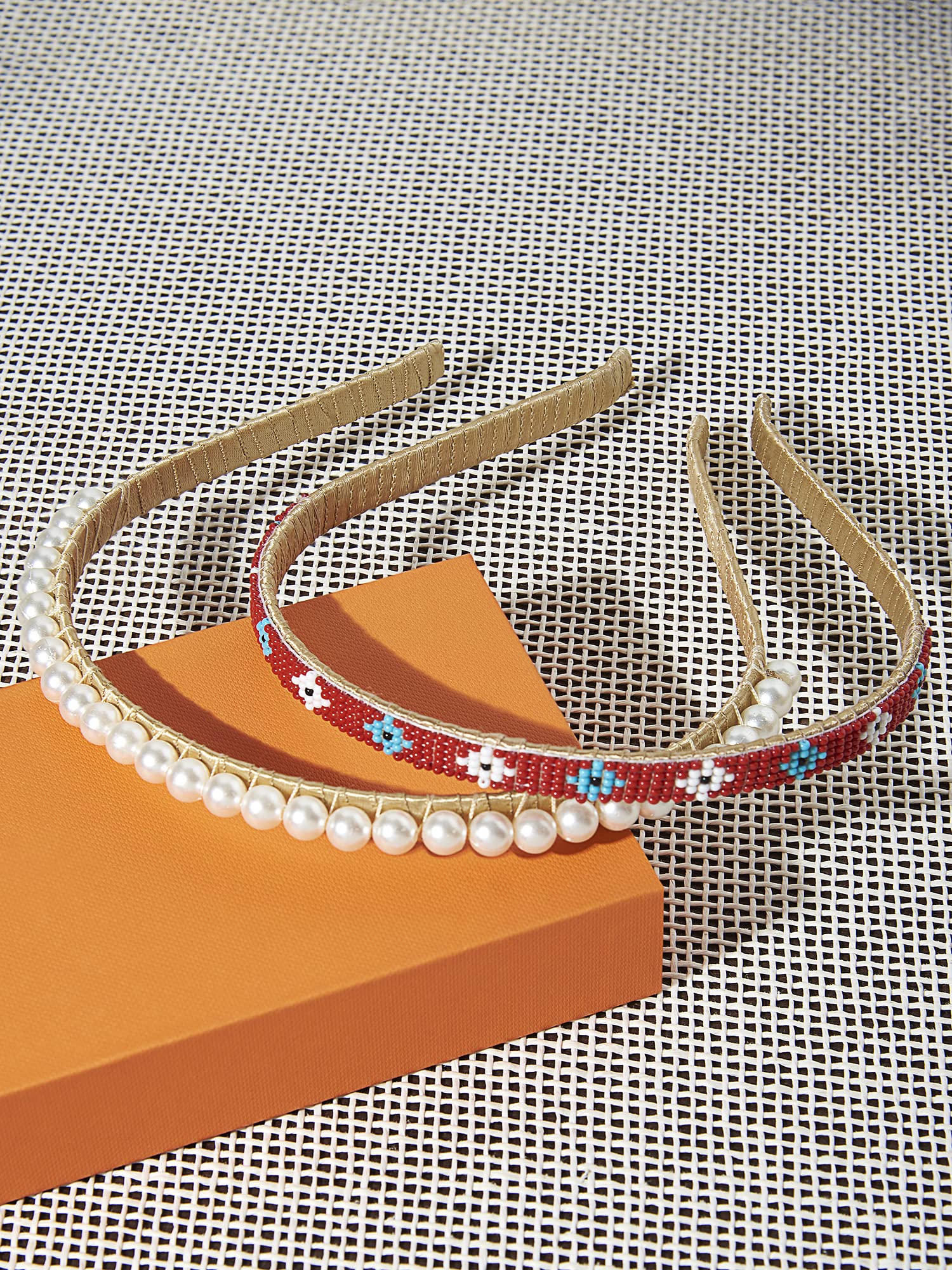 Set of 2 Contemporary Beads HairBands for Women