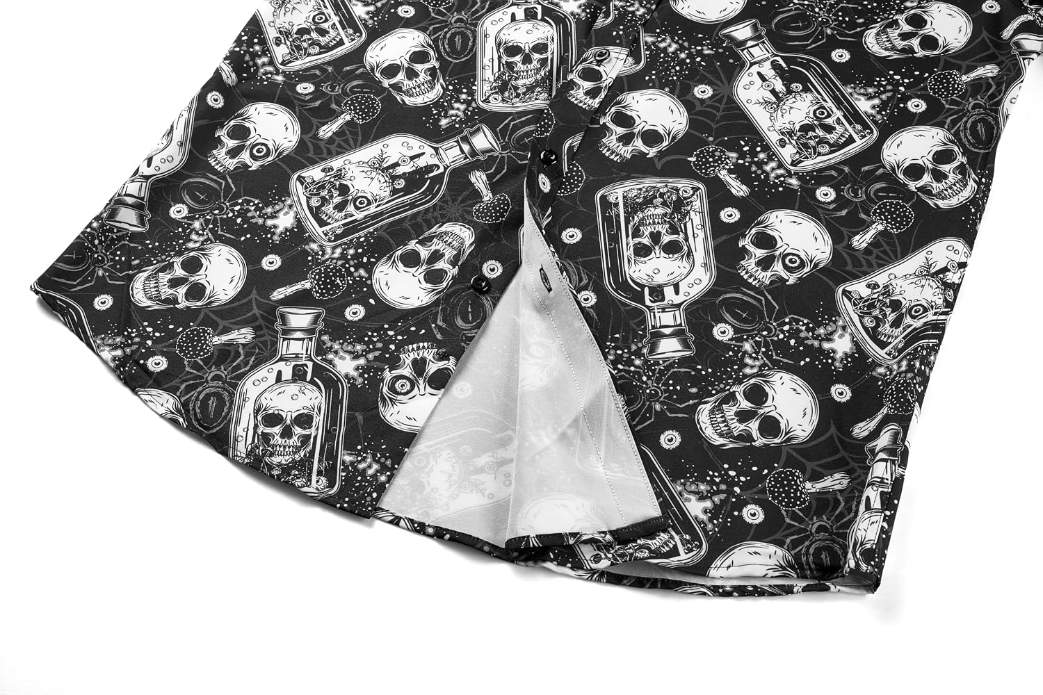 Men's Halloween Skeleton Shirt Short Sleeve Button Down Print Shirt