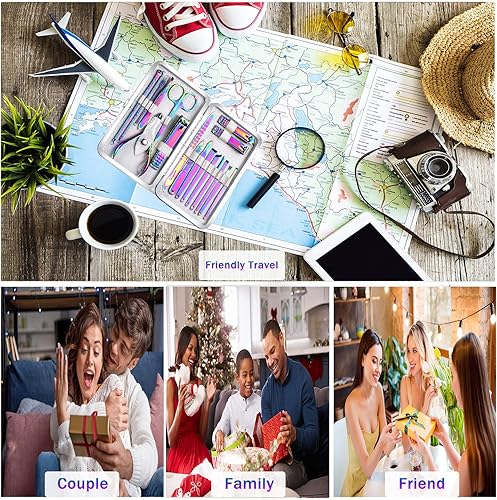 Miniatura 7 de Kits de manicura de arco iris 2020 18 piezas para cortaúñas para mujer regalo SFYDOM juego de manicura de cuero arcoíris para mujer 18 kits de