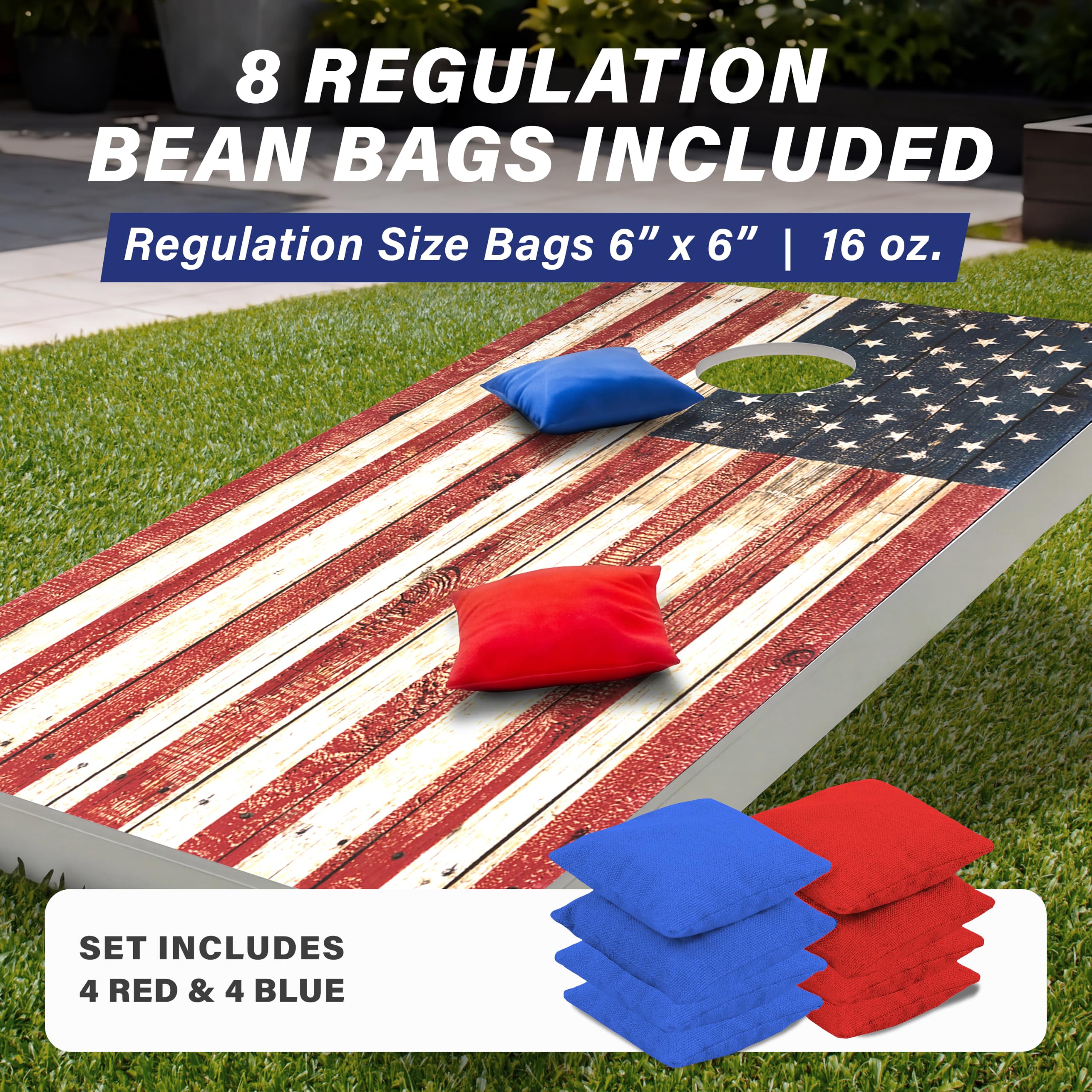 GoSports Classico set Cornhole – Contiene 8 pouf, custodia da viaggio e regole di gioco (a scelta stile)