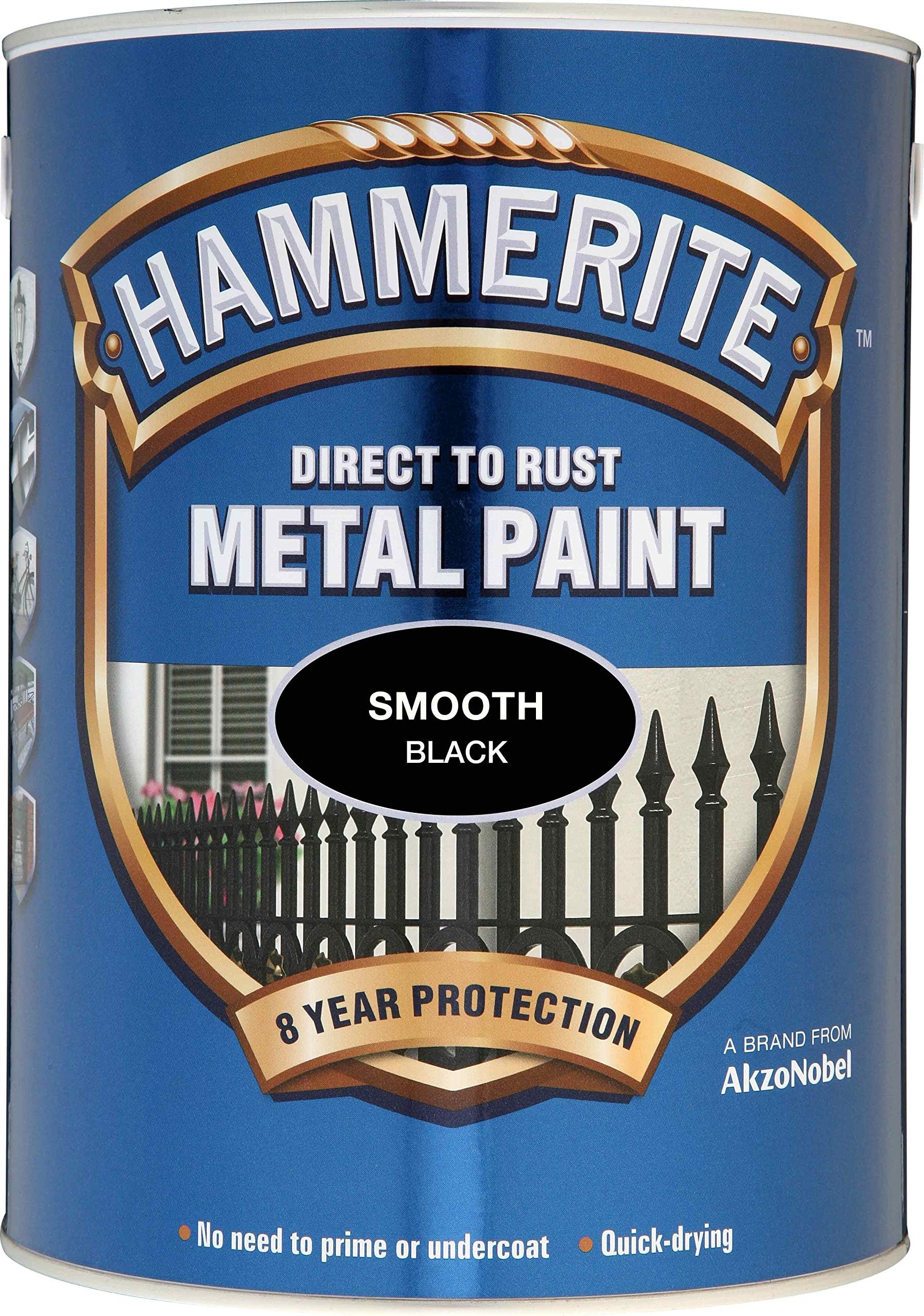 Black 5 Litre , Black 5 Litres : ICI 5084867 5L Hammerite Smooth Metal Paint - Black