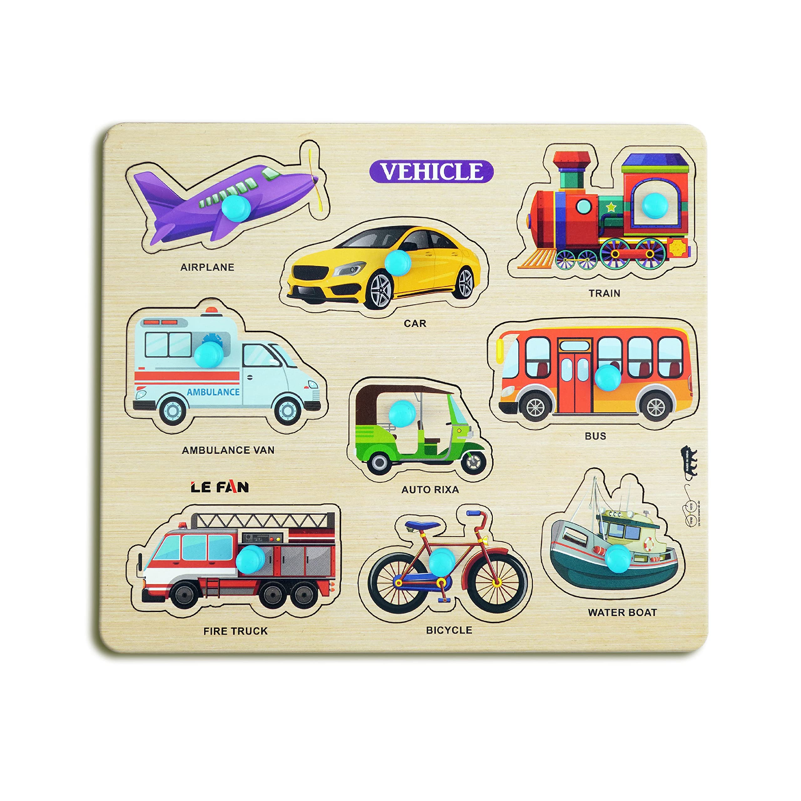 Lefan Wooden Puzzles Wooden Transport Puzzle for Kids Educational Vehicle Matching Puzzle Bright Colors, Montessori-Inspired Learning Toy for Toddlers (Transport Wooden Big)-image-46
