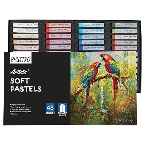 BRUSTRO Artists Soft Pastels Set of 48 | Ideal for Layering, Blending, Scumbling, Vivid Colours, Intense Shades, Highly Pigmented, Fade Resistant Colors - Image 5