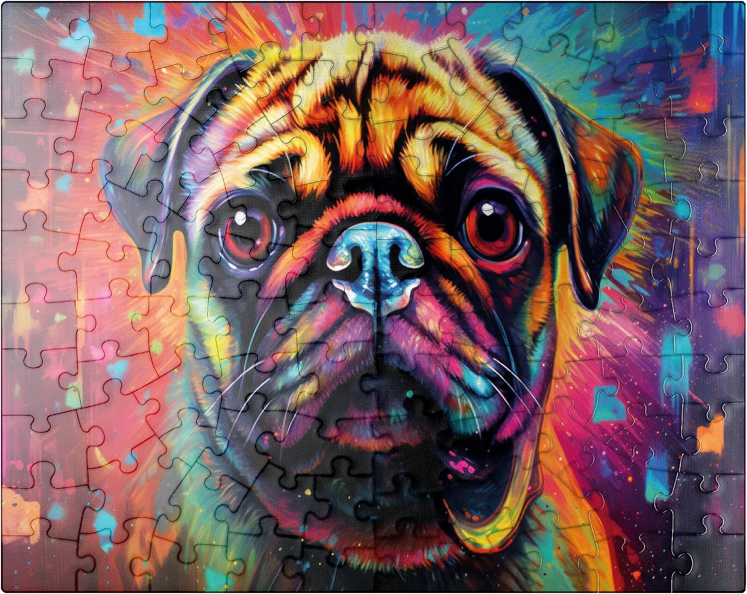 MyPuzzle Colorful Fantasy Pug - Premium 500 Piece Jigsaw Puzzle for Adults