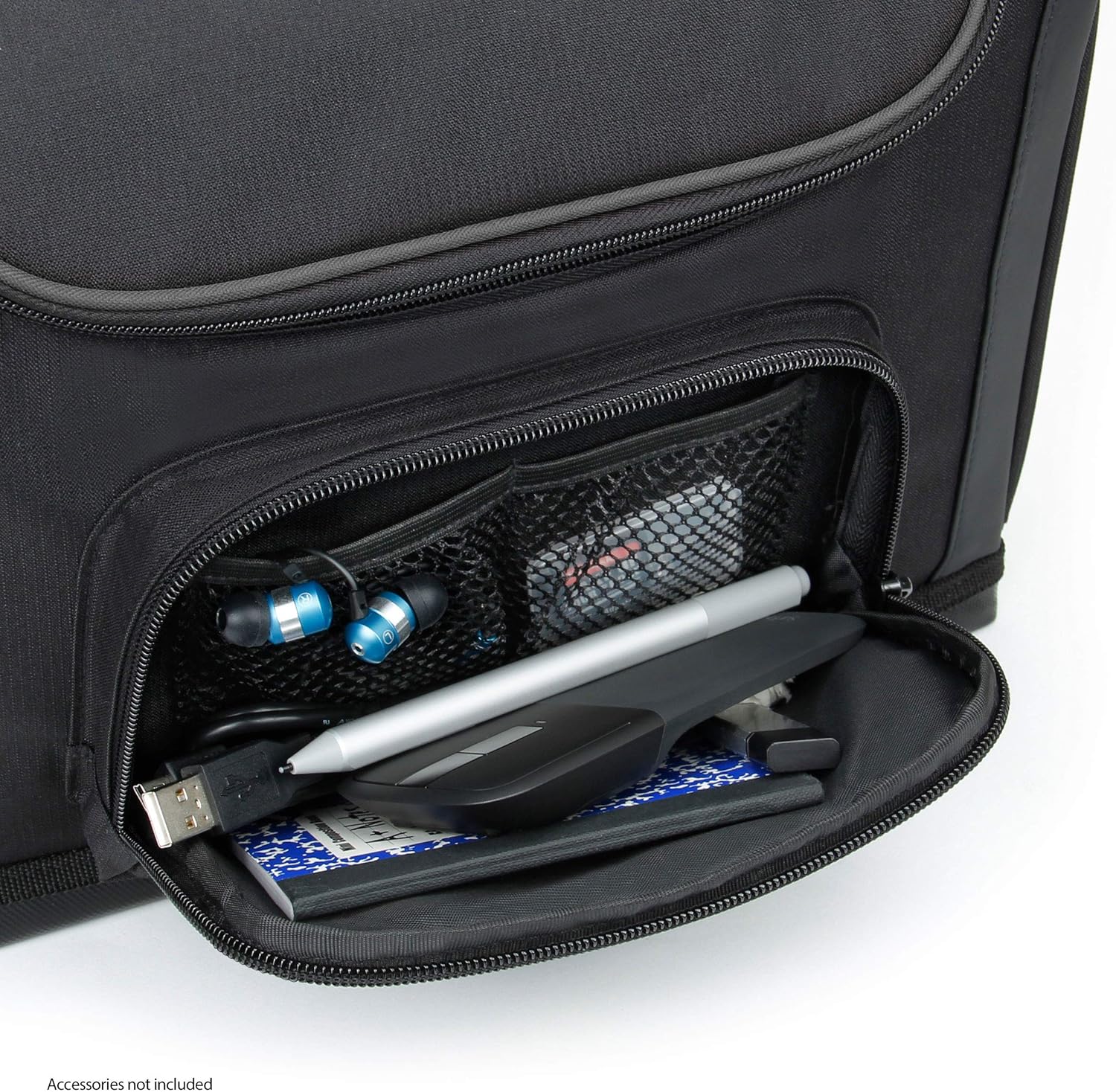 USA Gear Small Messenger Bag for Microsoft Surface Pro 12" (2025), 11th Gen/10/9/8/7, Surface Laptop 13-inch (2025) - Shoulder Bag Travel Tablet Case Fits Accessories, Charger, Keyboard, Mouse (Black) - Image 6