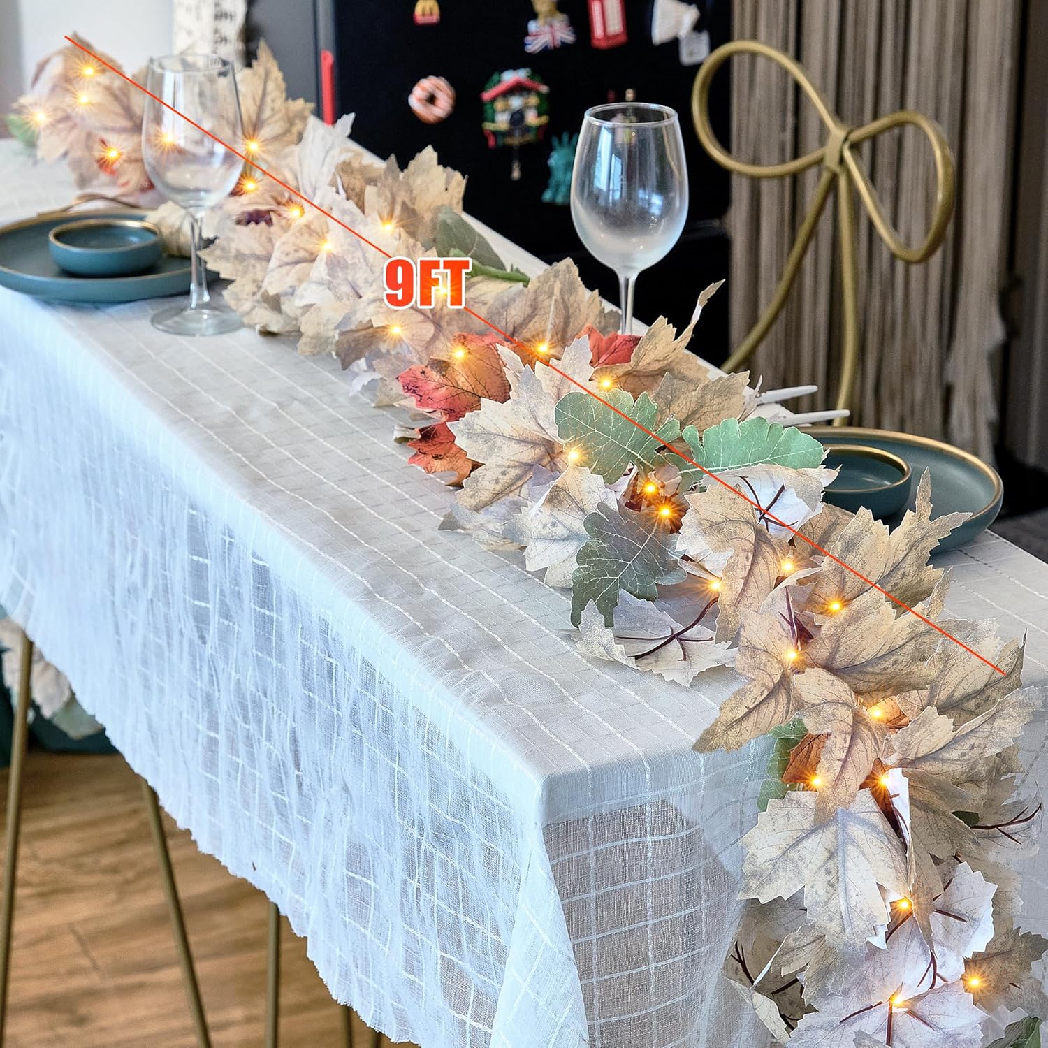 Fall Decorations for Home 3 Pack 9FT Plug in Fall Lights with 50 Warm Incandescent Bulbs UL Certified Connectable Lighted Thanksgiving Garland for Indoor Outdoor Autumn Halloween Harvest Decorations