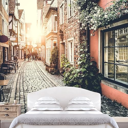 Miniatura 2 de wall26 - Ciudad Vieja de Europa al atardecer con efecto de filtro retro vintage - Mural de pared extraíble  Papel pintado autoadhesivo grande -