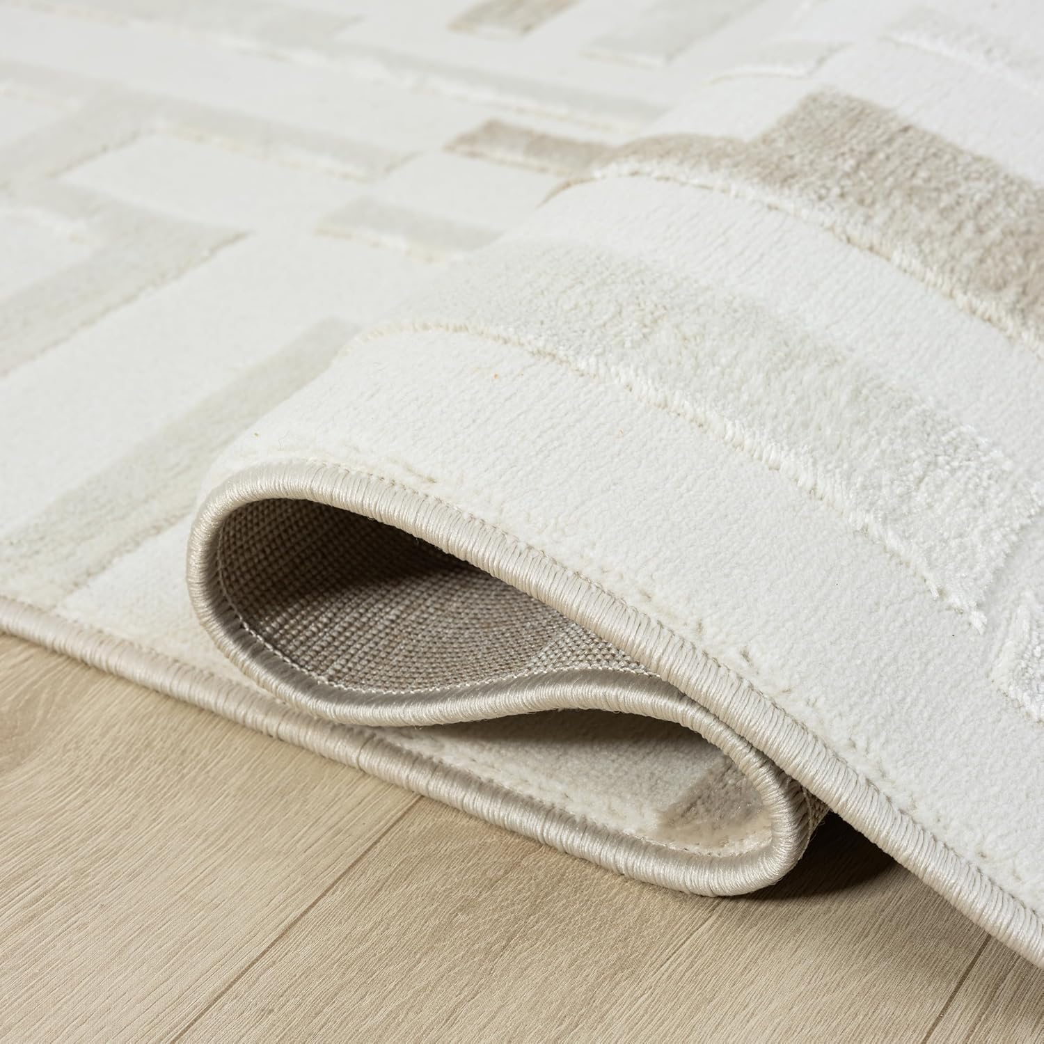 Abani Beige Area Rug - 4' x 6' - Living Room & Bedroom - Geometric Maze Design - Indoor Use - Easy to Clean, Stain Resistant, Non-Shedding - Neutral Collection.