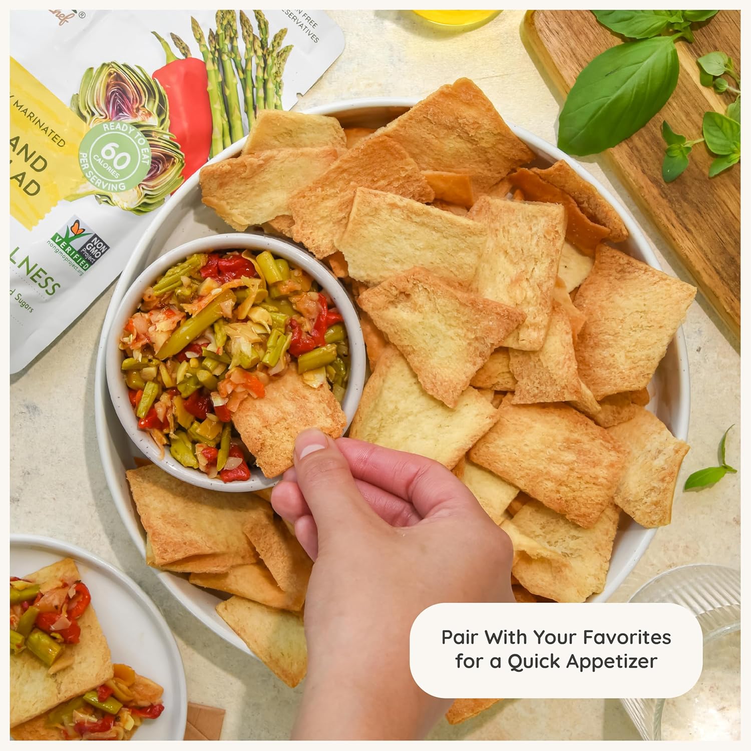 POSHI Artichoke & Asparagus Salad Natural, Keto, Vegan, Non GMO, Low Carb + Calorie, Gluten Free, Ready to Eat, Fully Cooked Vegetables, Pentry Food, Gourmet, Healthy, Travel Food, 6 Pack, 4.4 oz