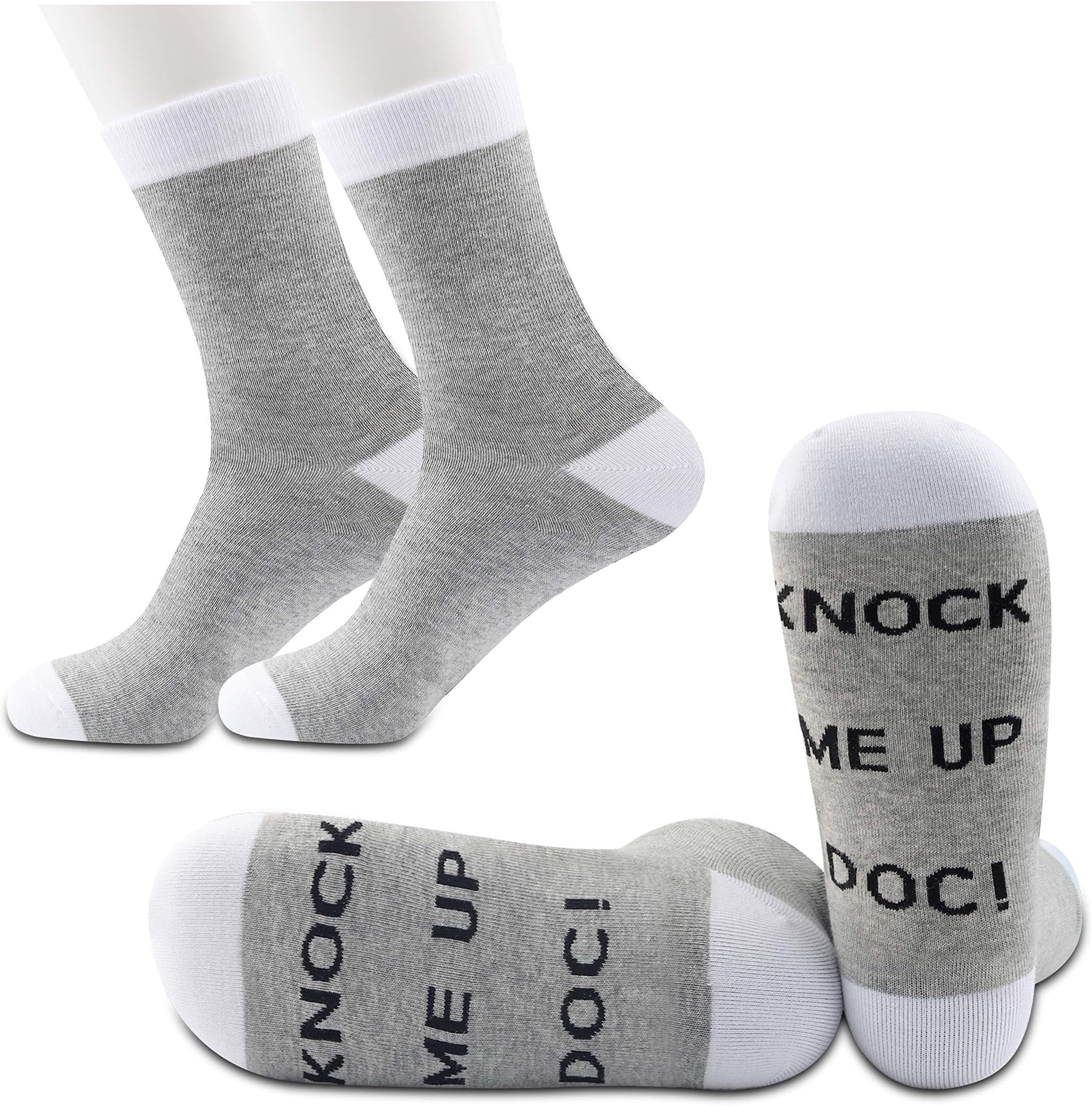 JXGZSO 2 Pairs Lucky Transfer Socks IVF Gift Funny Socks Knock Me Up Doc Socks Ivf Egg Transfer Gift