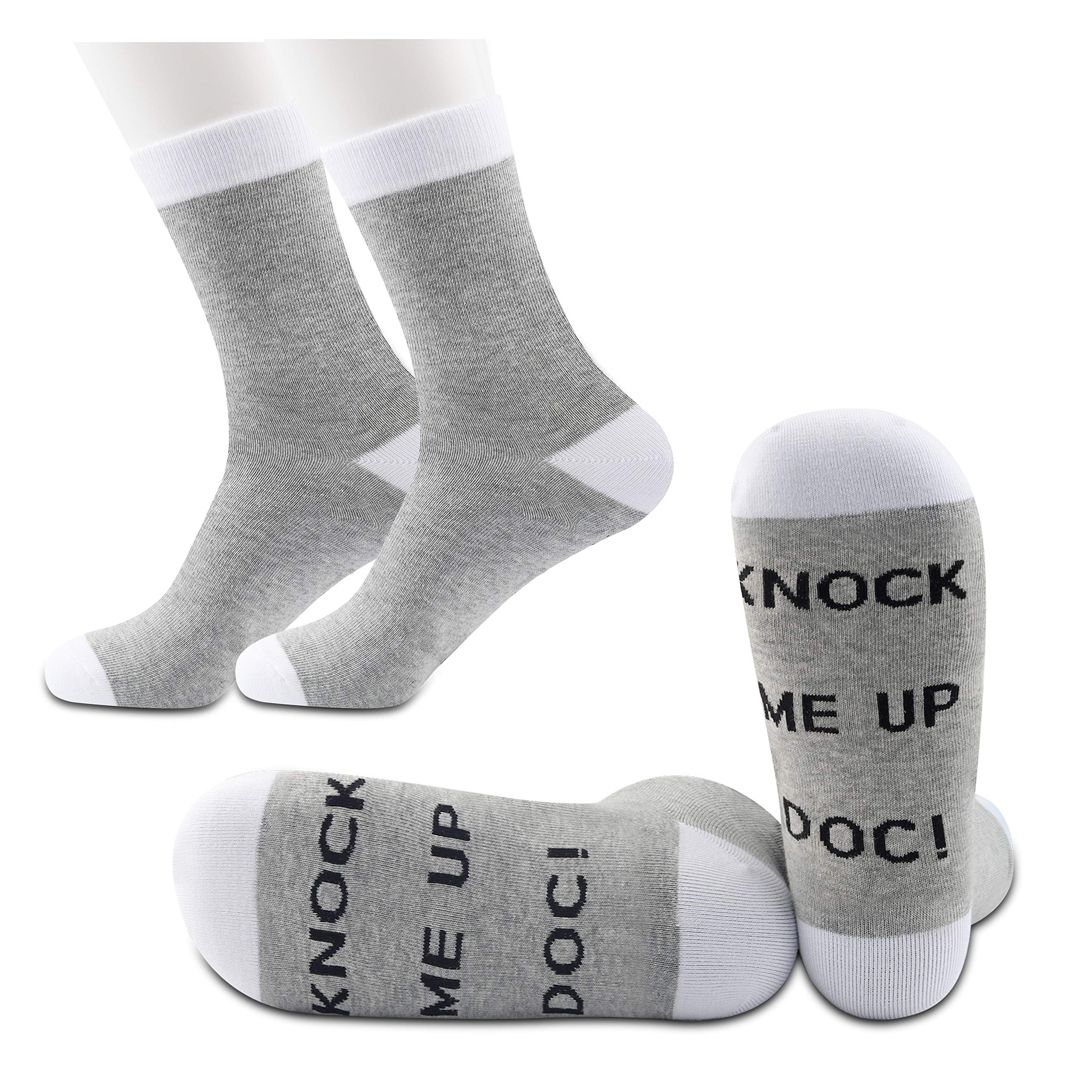 JXGZSOJXGZSO 2 Pairs Lucky Transfer Socks IVF Gift Funny Socks Knock Me Up Doc Socks Ivf Egg Transfer Gift