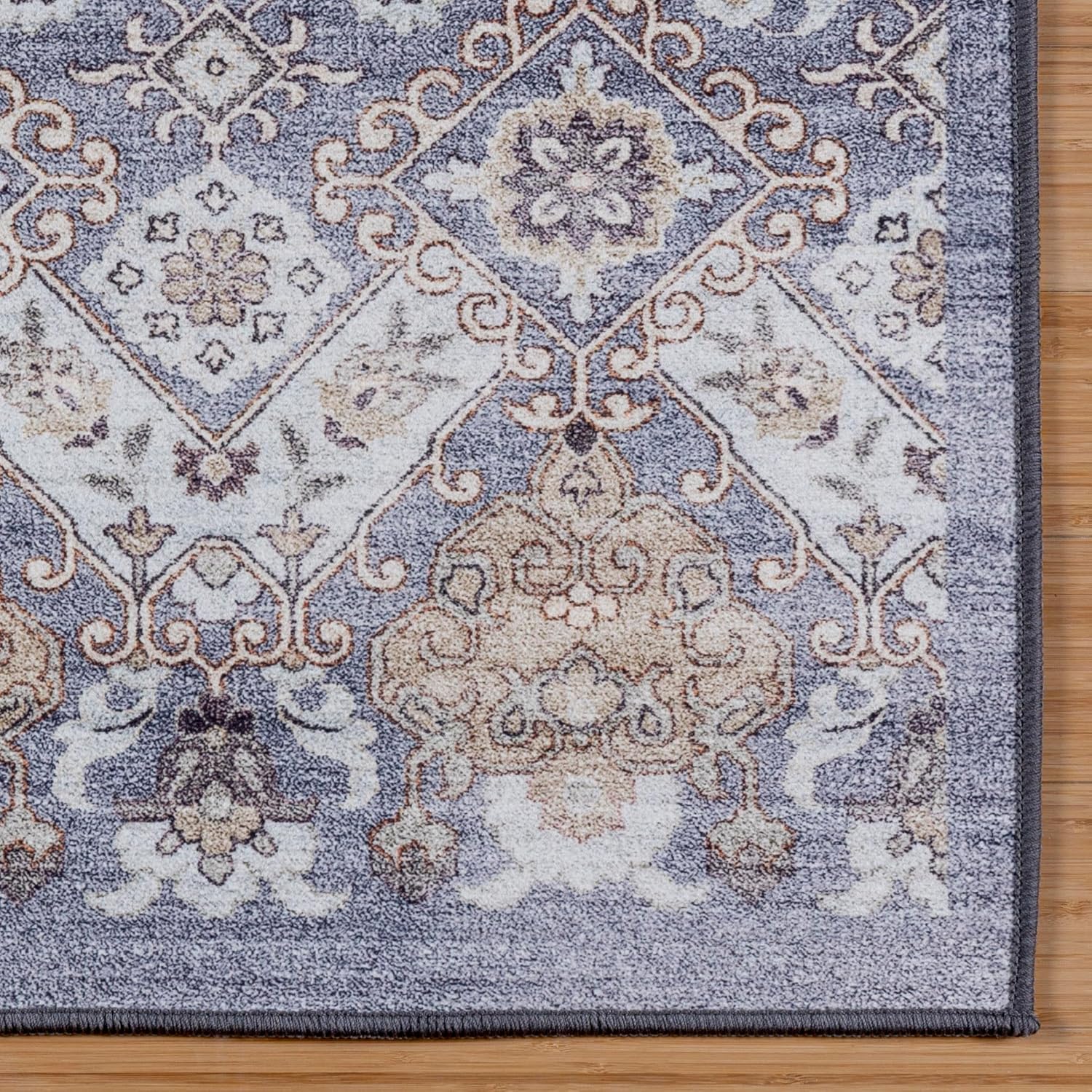 Gertmenian Indoor Boho Accent Rug - 3x5 Small, Non Slip, Super Strong, Ideal for High Traffic Areas in Bedroom, Living Room, Kitchen - Tanis, Gray, 28948