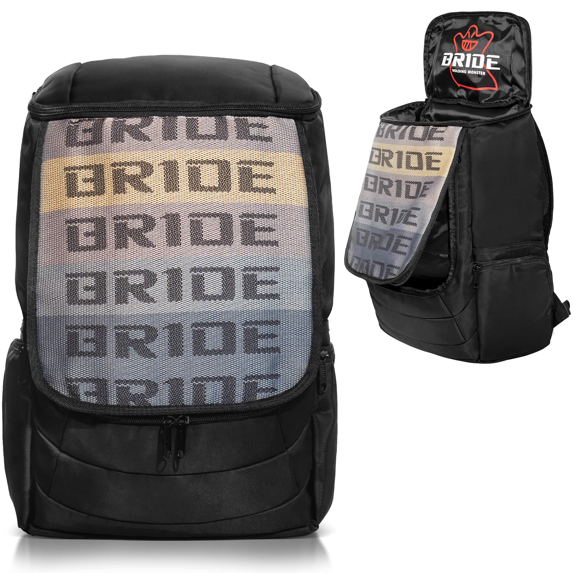 Spec R Bride Racing Fabric Large Capacity Everyday Backpack, Laptop Compartment, Water-Resistant, Casual Bookbag (Gradation/Black)