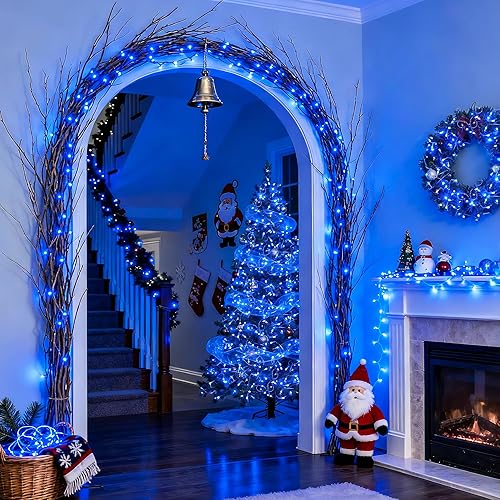 Vista 50 de JMEXSUSS Decoraciones del 4 de julio, luces rojas, blancas y azules, tira de 100 luces LED de 33 pies para interiores, 8 modos patrióticos del 4