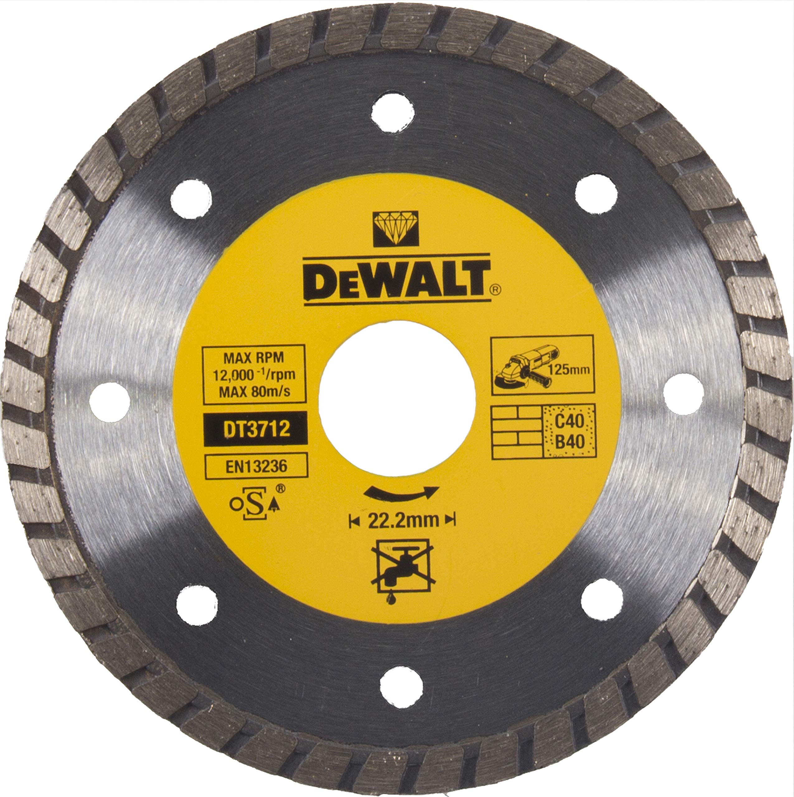 DeWALT DT3712-QZ Diamond Cutting Wheel, 125mm Diameter