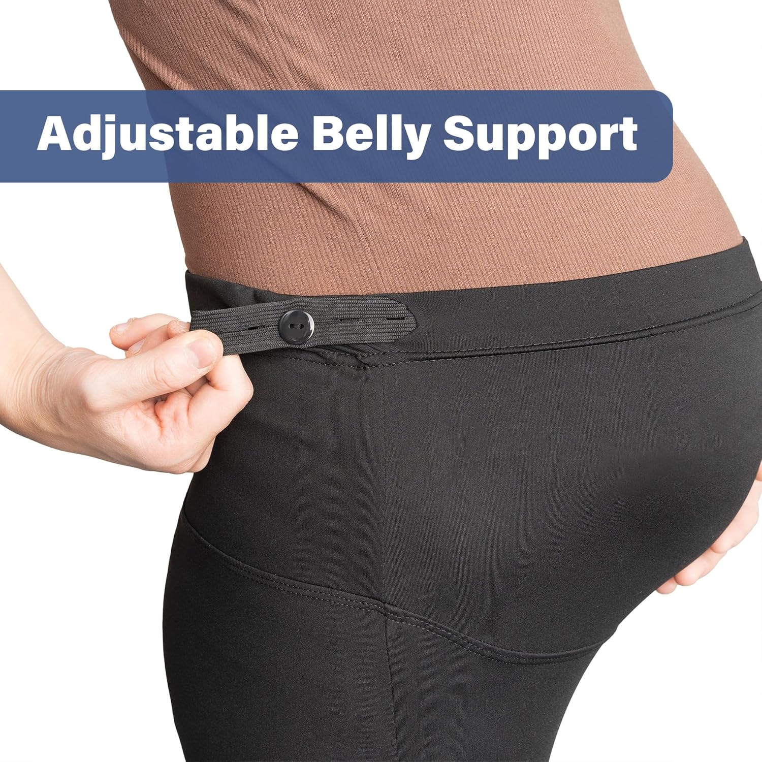 Maternity Yoga Pants Flare Pregnancy Pants for Women Over The Belly - Pregnant Yoga Pants for Work Casual Maternity Leggings Black - Image 3