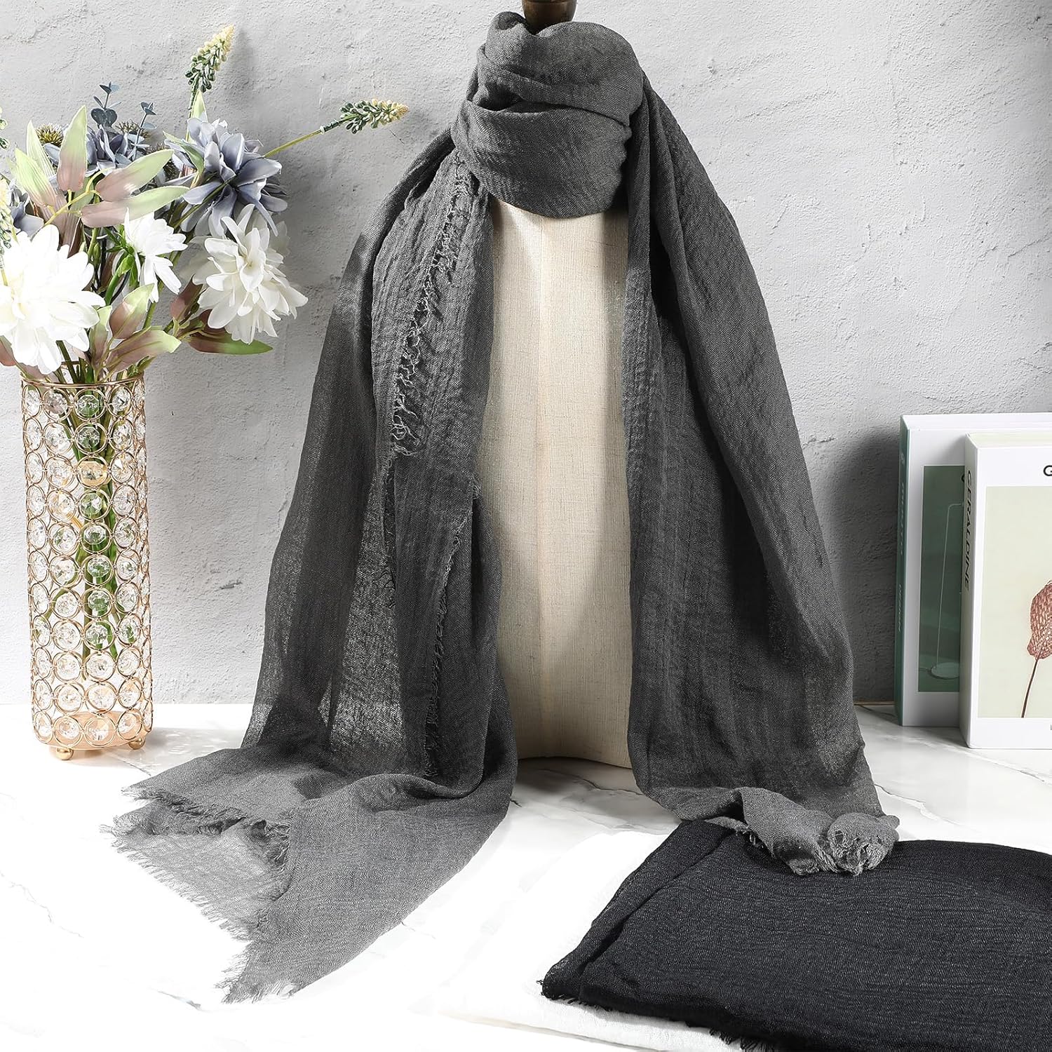 Yahenda 18 Picees Women Scarfs Shawl Hijab Soft Cotton Hemp Long Scarf Head Wraps for Women, 27 x 69 Inches - Image 7